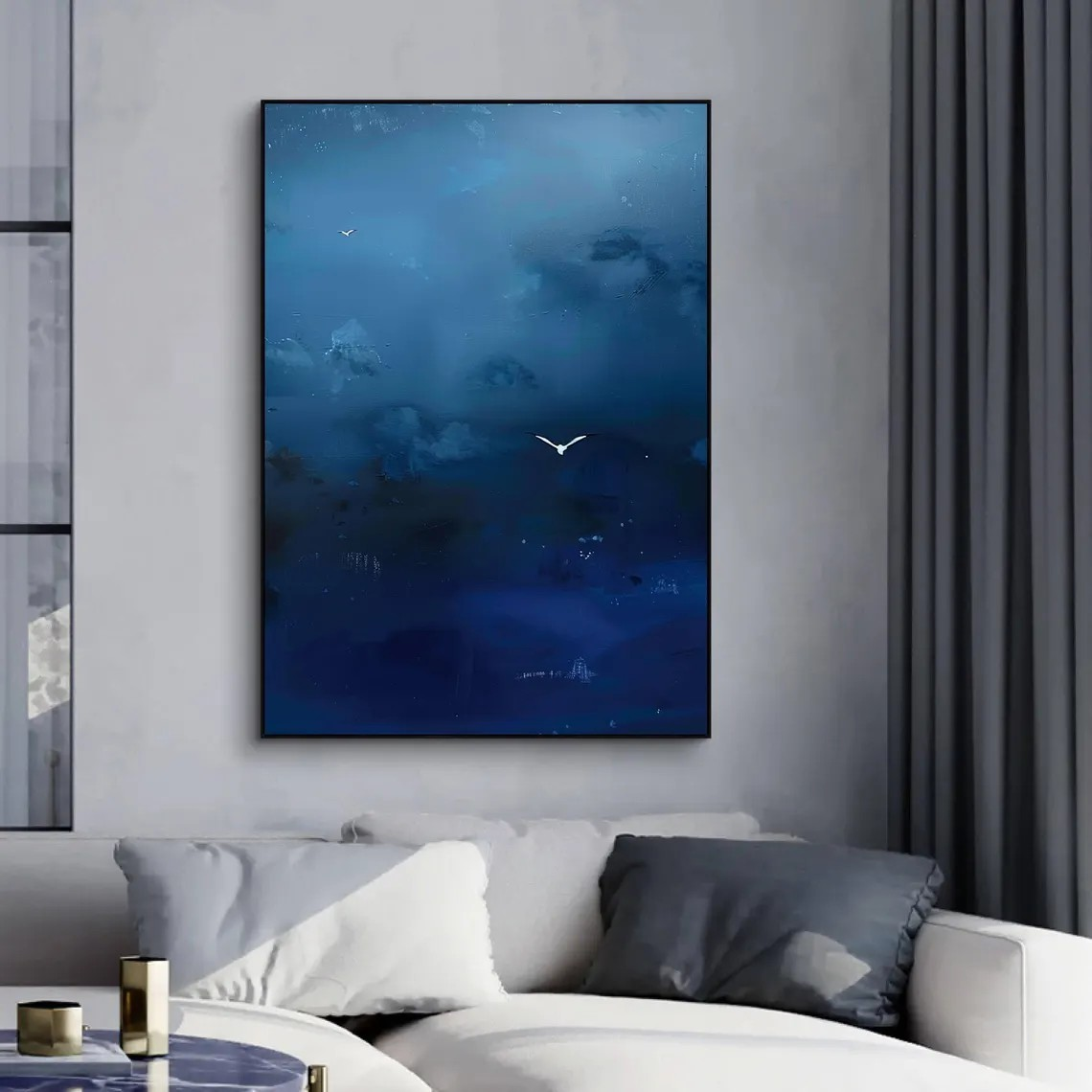 Blue Wall Decor with Birds