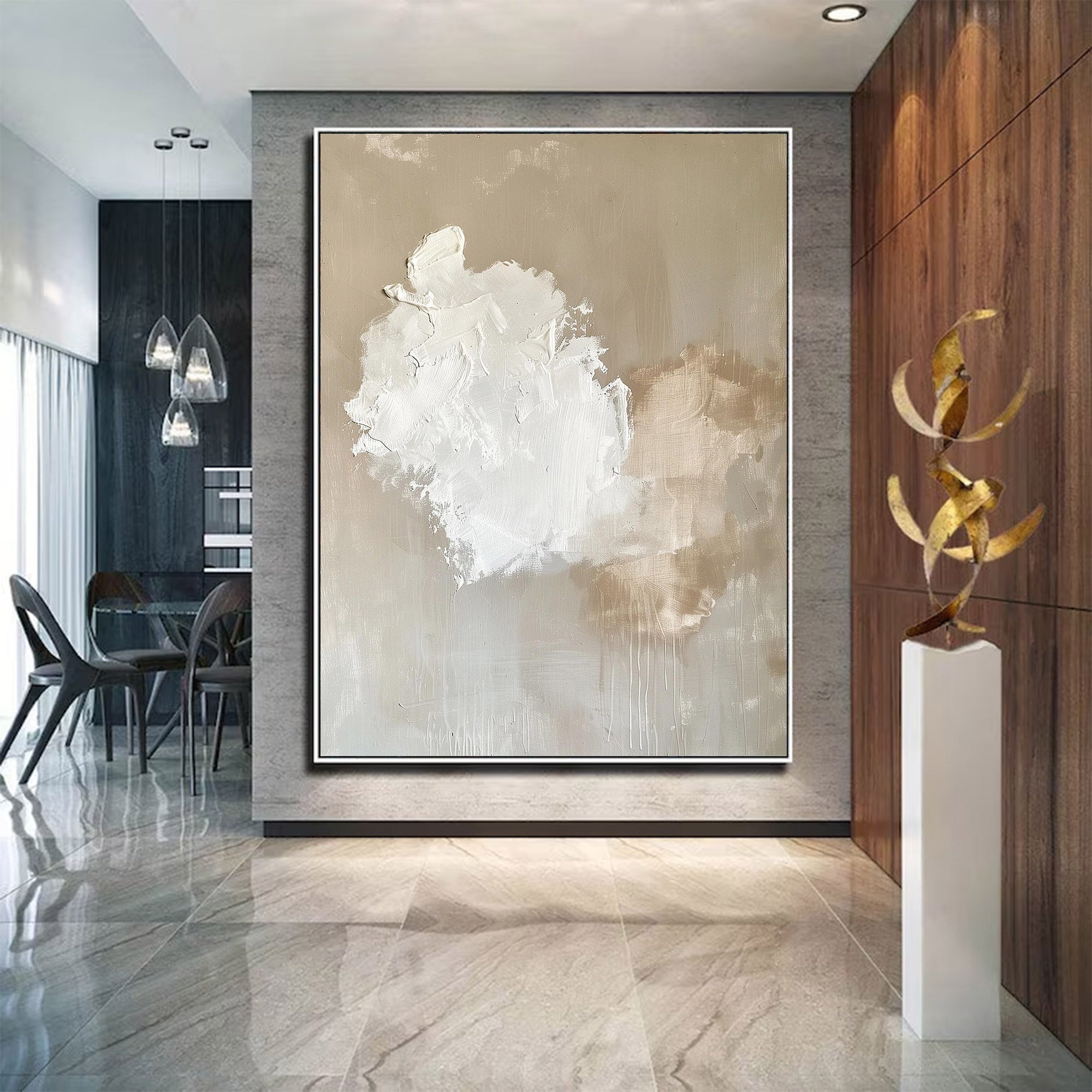 Large Neutral Textured Abstract Painting | KeiraArt #AG 124