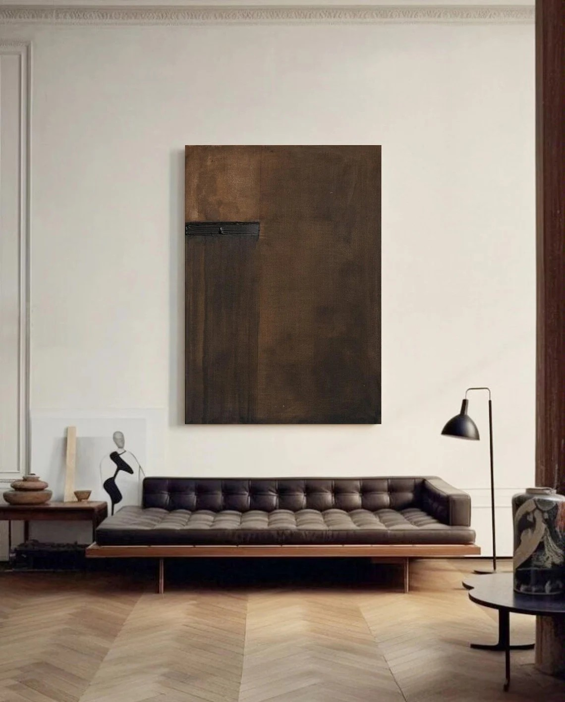 Wabi-Sabi Dark Canvas Art Rustic Minimalist Design #AP 090