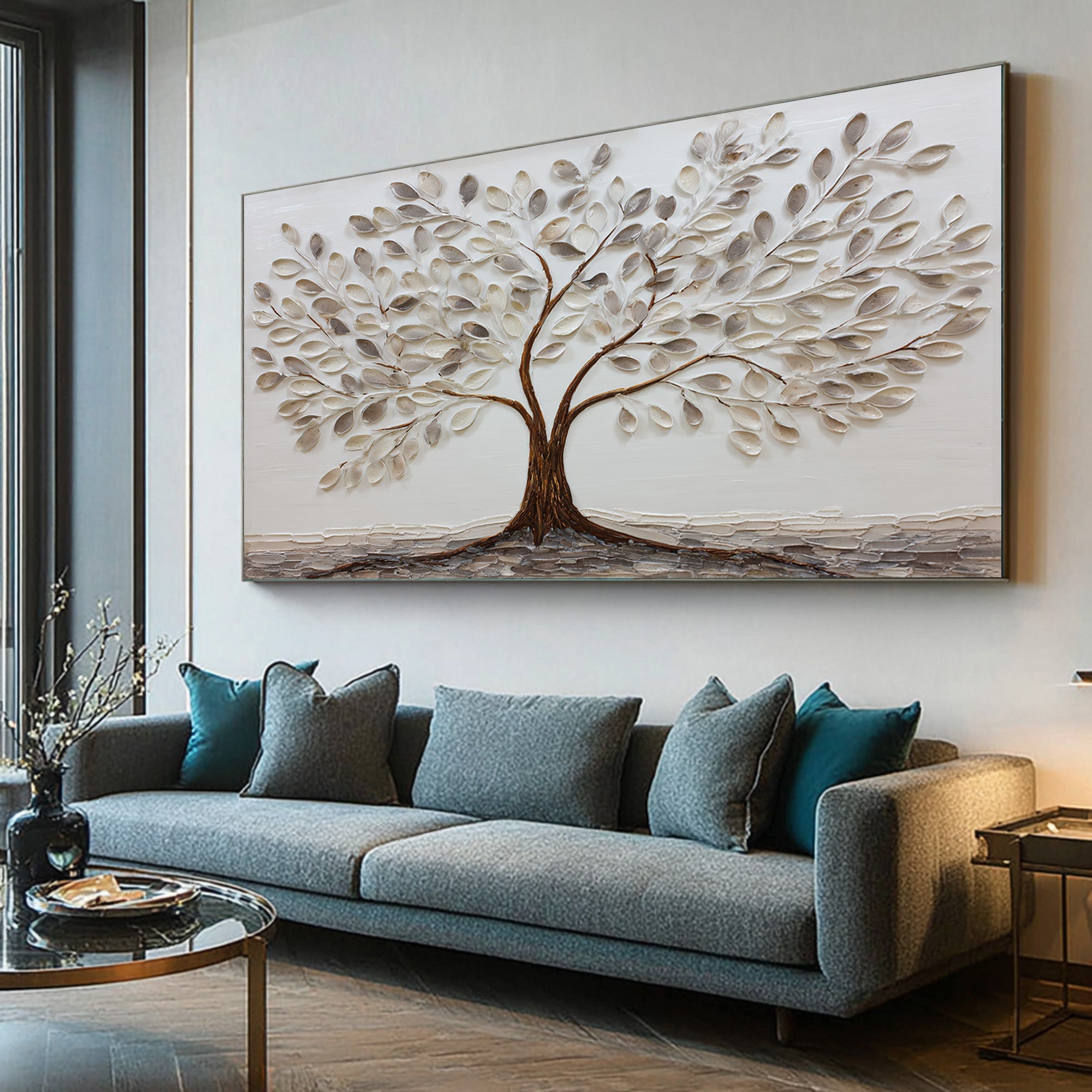 Wabi Sabi Tree Oil Painting for Living Room #CZ 027