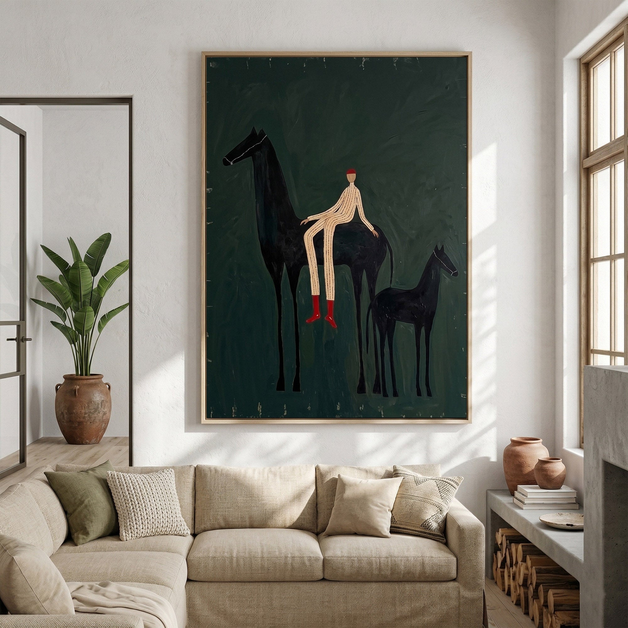 Large Cowboy Horse Wall Art Contemporary Western Ranch Painting