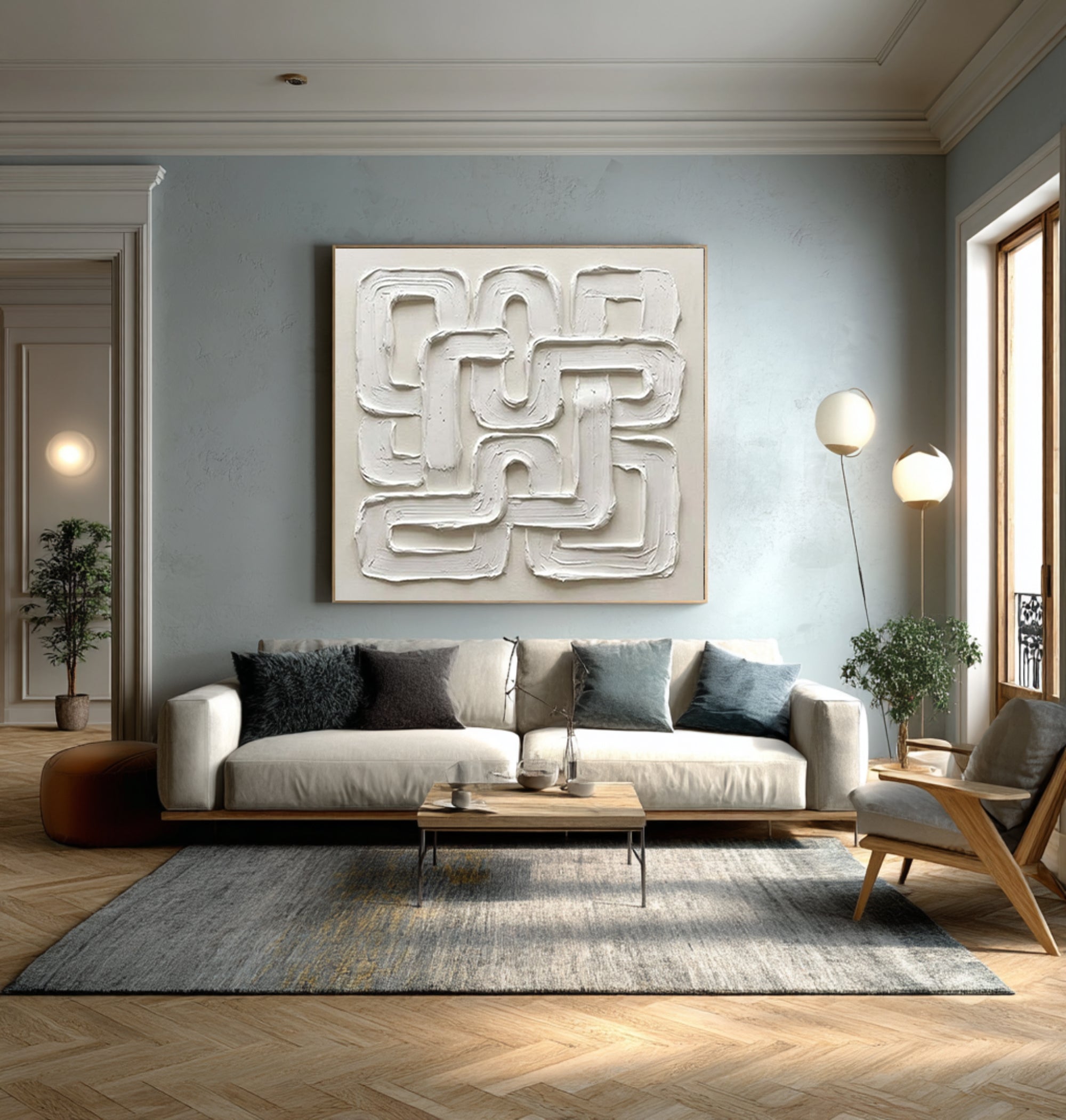 Large Architectural Flow Wall Art Neutral Sculptural Painting