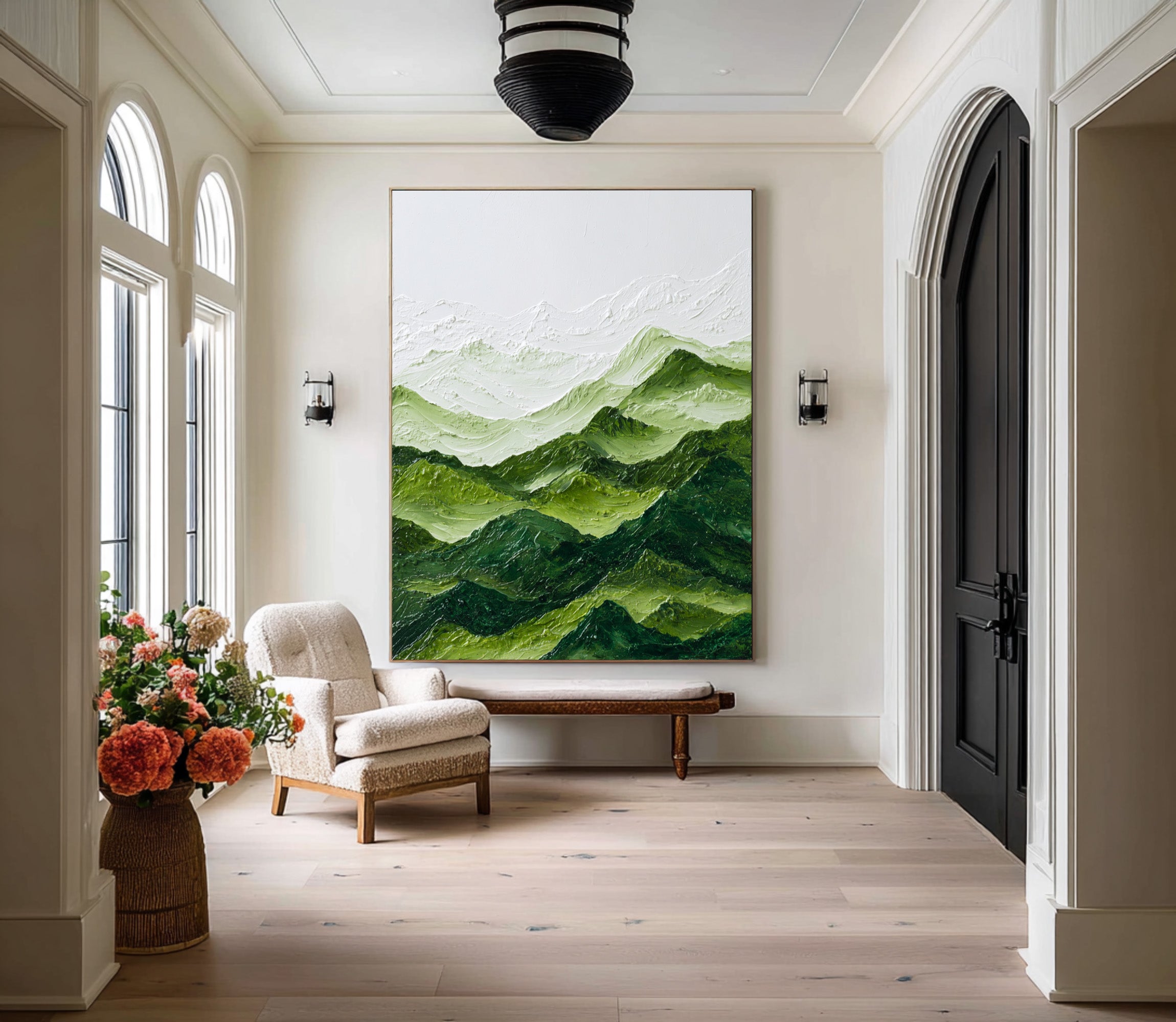 Large Textured Green Peaks Painting | KeiraArt #CZ 001