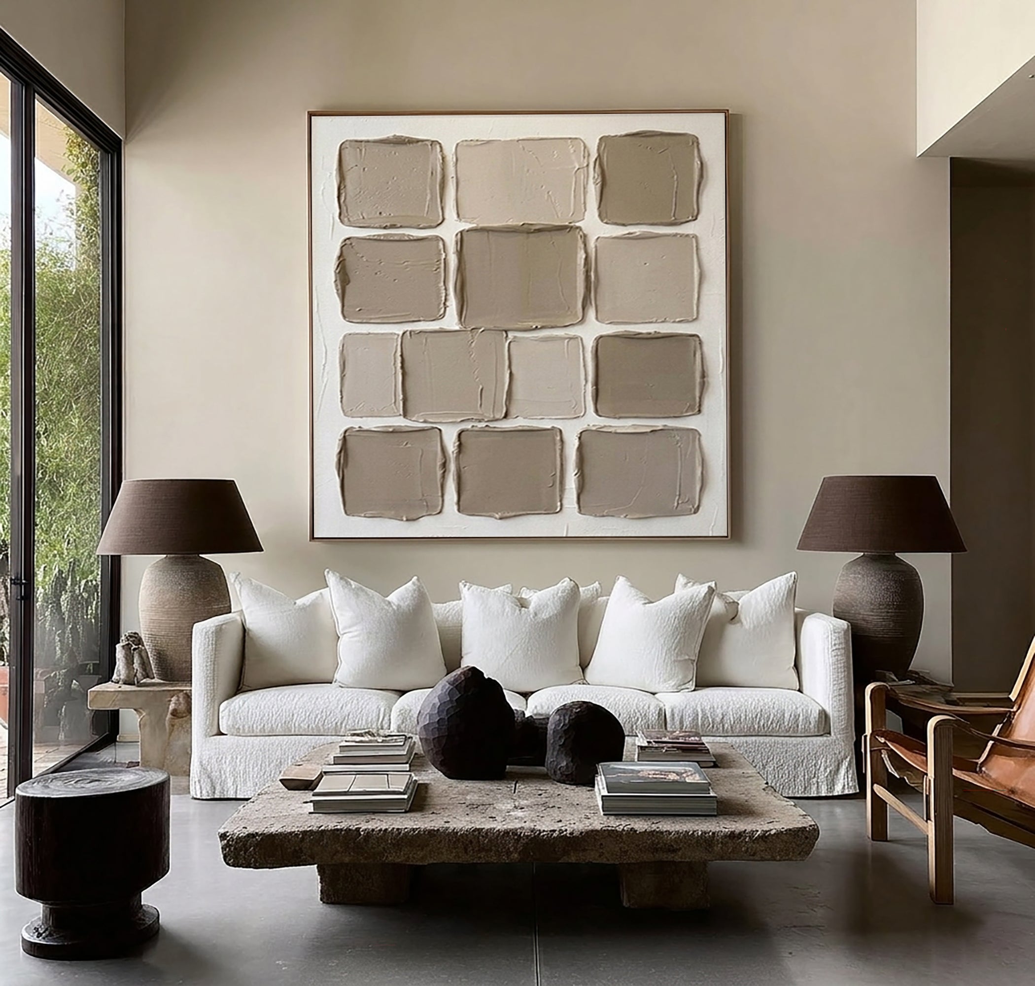 Large Modern Material Study Wall Art Contemporary Neutral Texture Painting