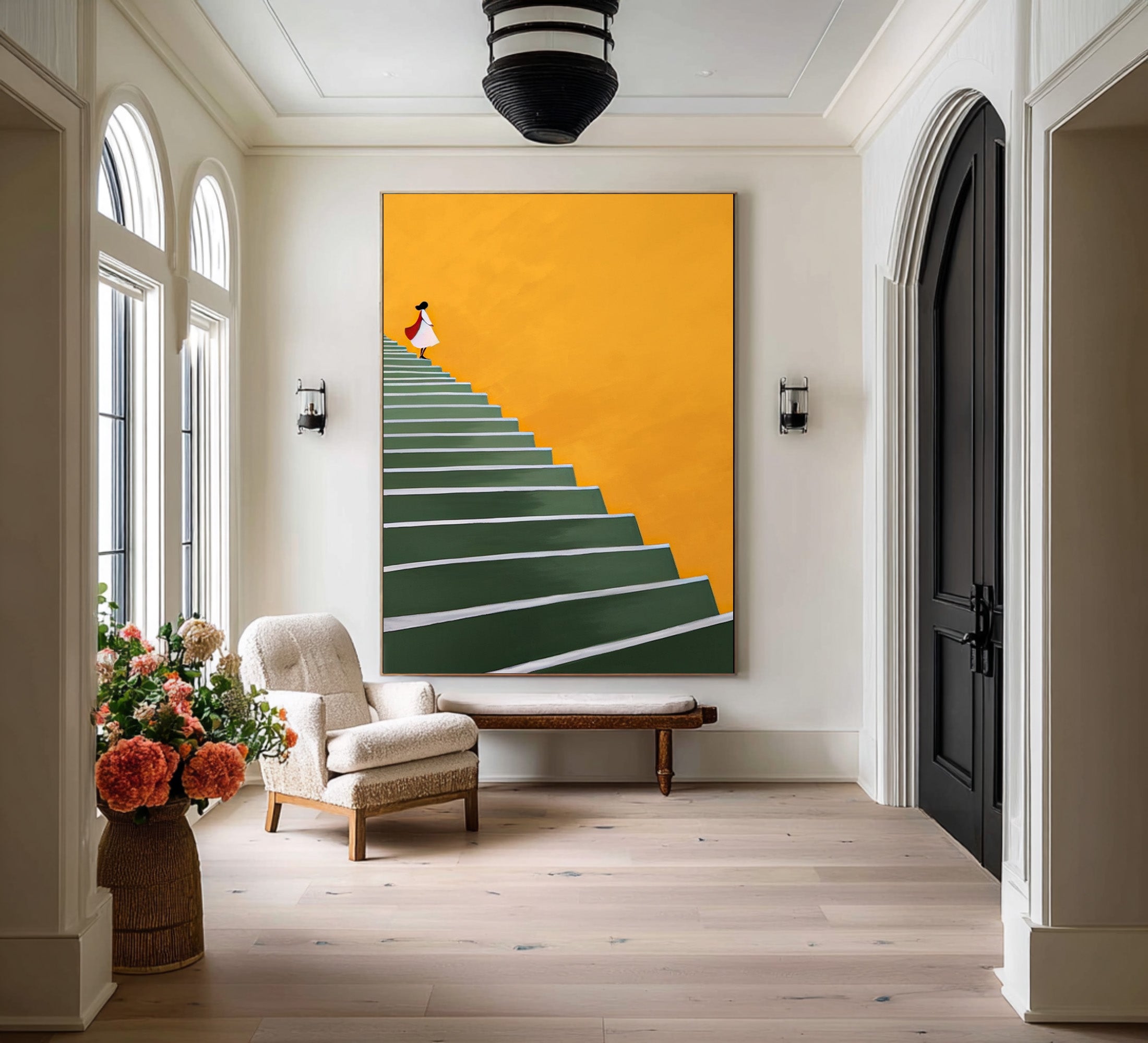 Large Contrasting Abstract Ladder Art | KeiraArt #CZ 012
