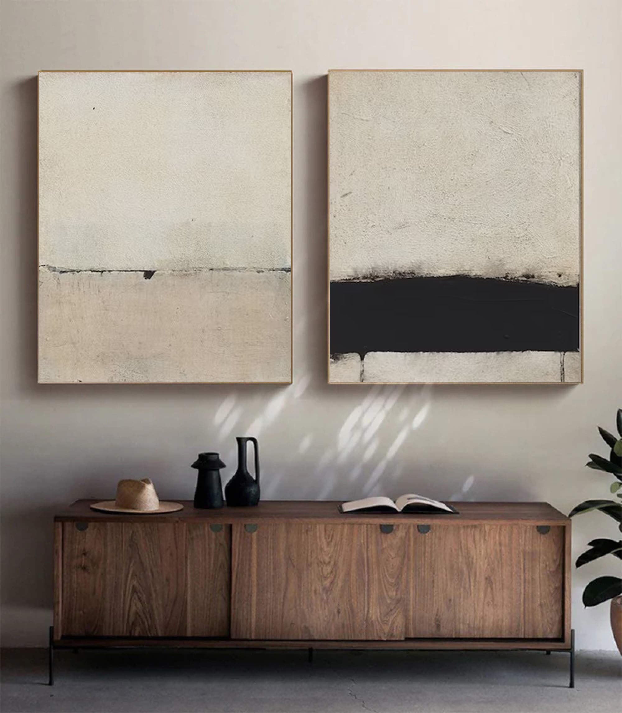 Modern Minimalist Abstract Art Dual Panels for a Refined Look #MMAS 061