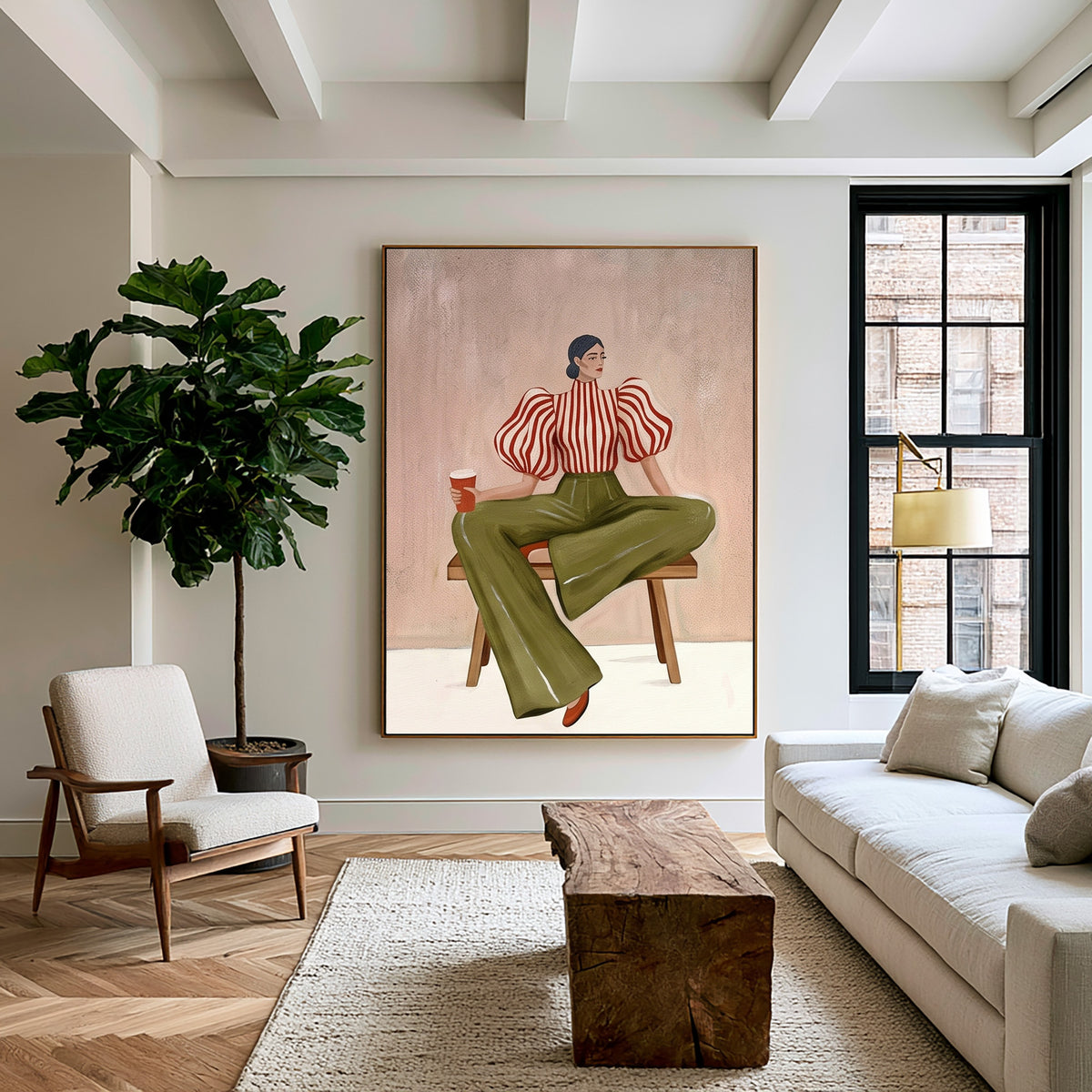Contemporary Figurative Painting, Modern Female Portrait, Textured Wall Art