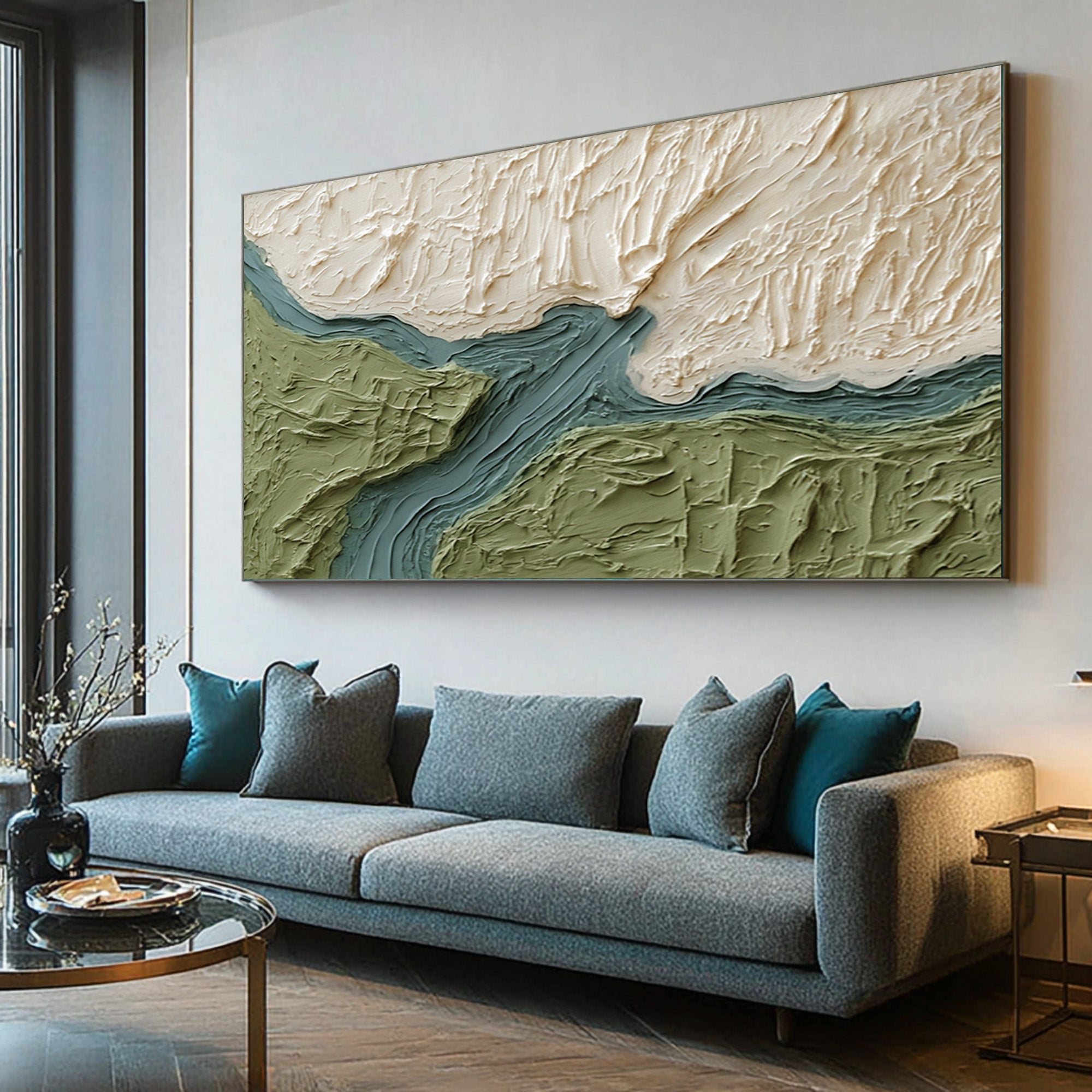 Green White 3D Relief Scape | KeiraArt #CZ 019