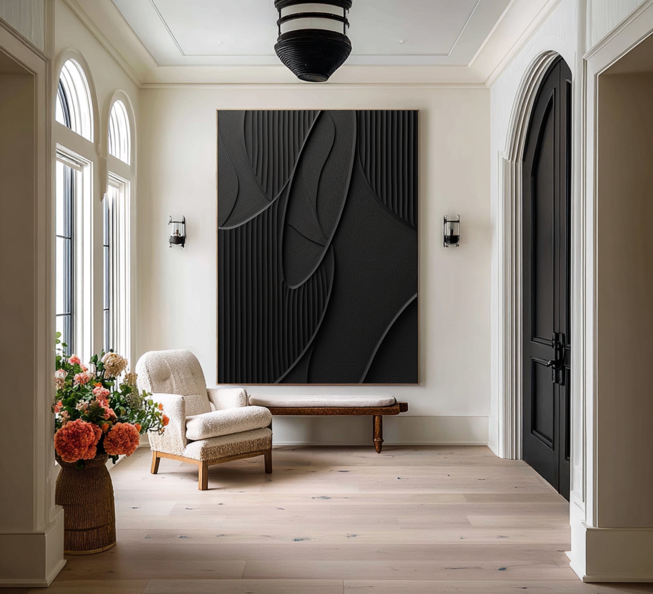 Matte Black Large Texture Art | KeiraArt #CZ 026