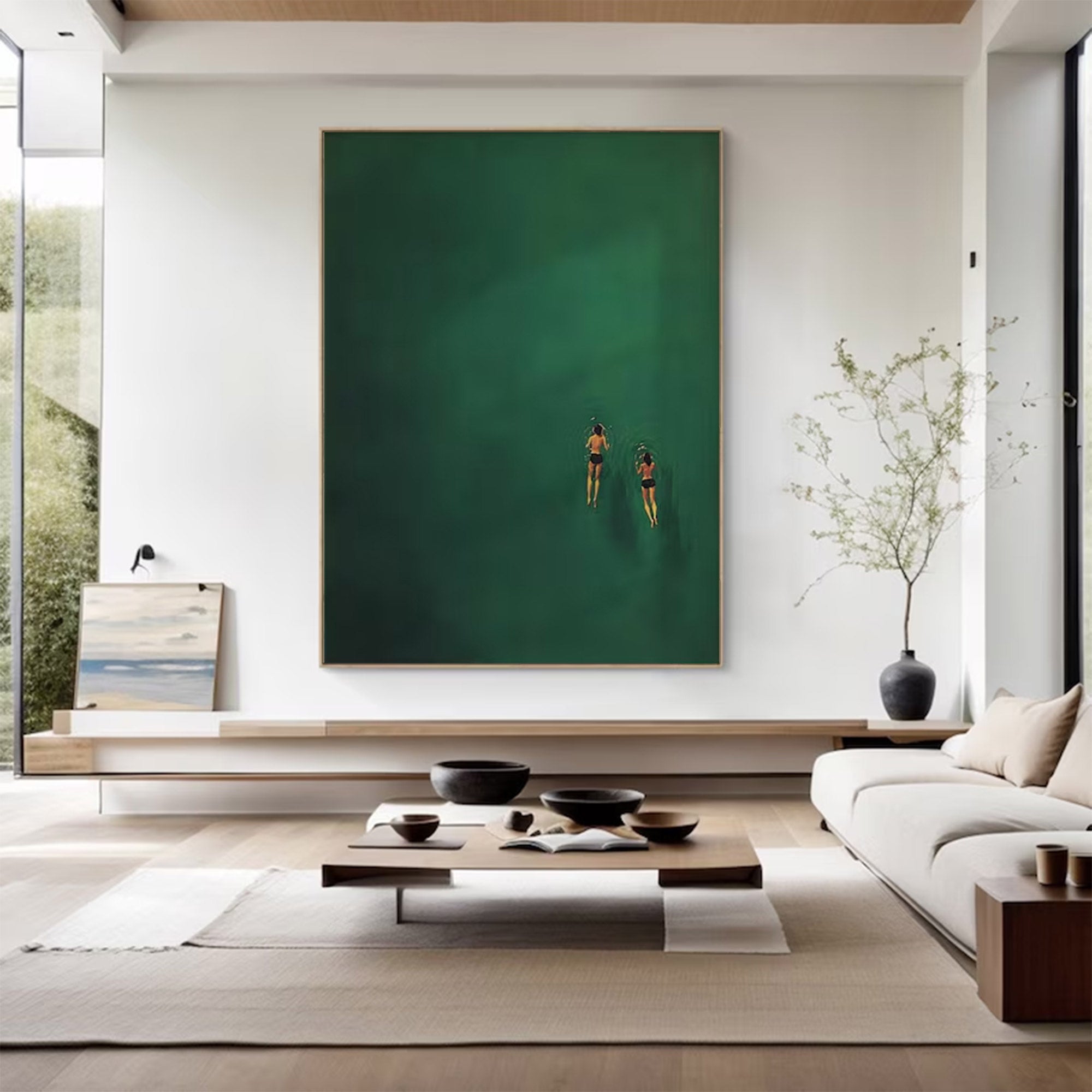 wimmers in Deep Green - Large Moody Painting | KeiraArt #AG 100
