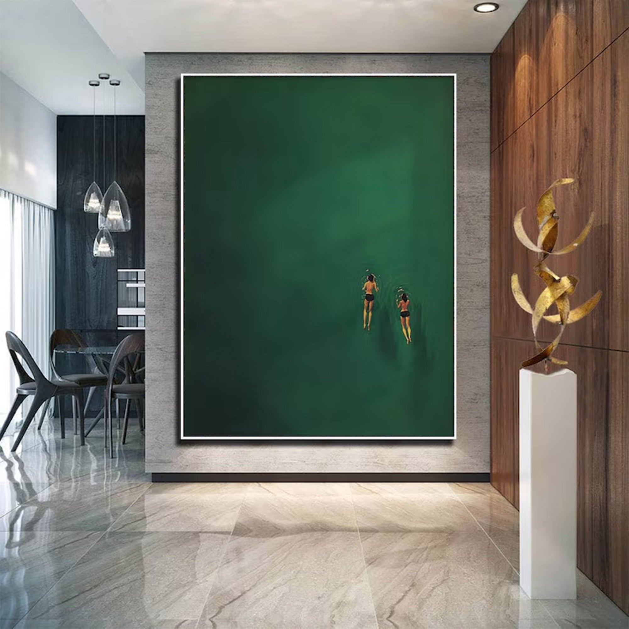 wimmers in Deep Green - Large Moody Painting | KeiraArt #AG 100