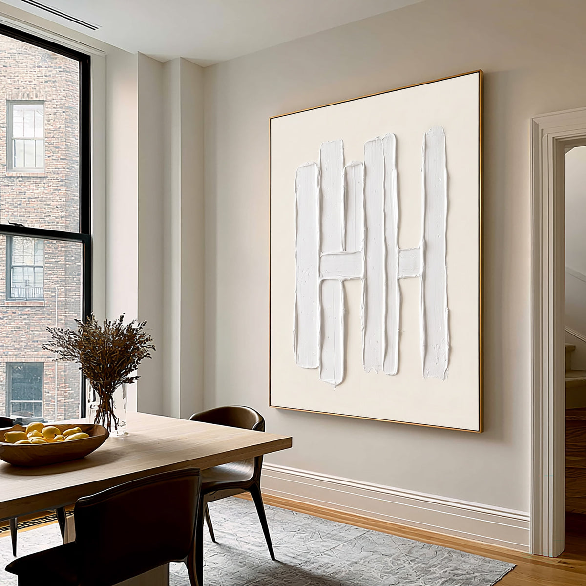 Vertical Forms Large White Textured Abstract Wall Art Sculptural Relief Modern Minimalist Interior Artwork