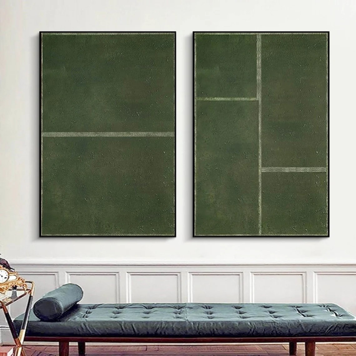 Minimalist Geometric Green Wall Art – Set of 2 #AP 113
