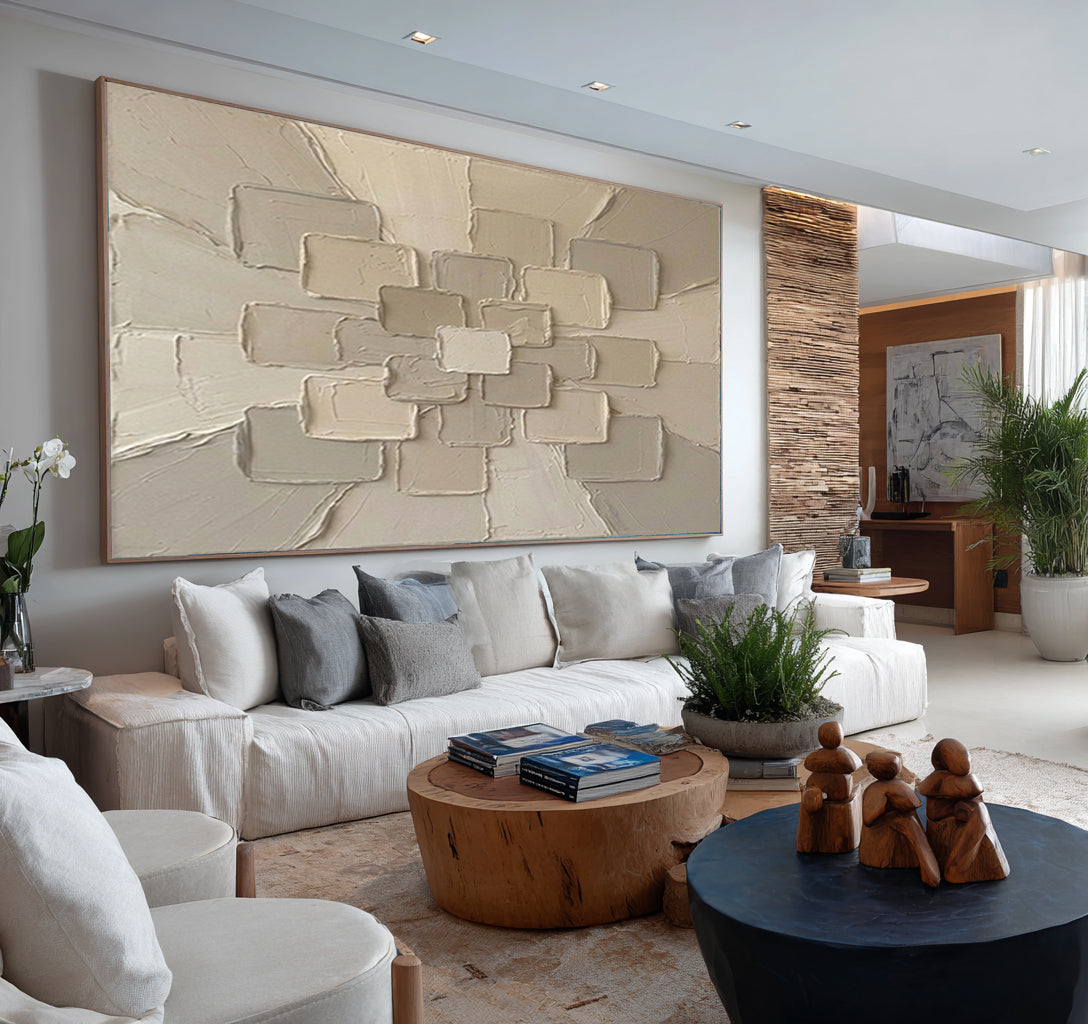 Large Sculptural Texture Wall Art Hand Painted Modern Canvas | KeiraArt