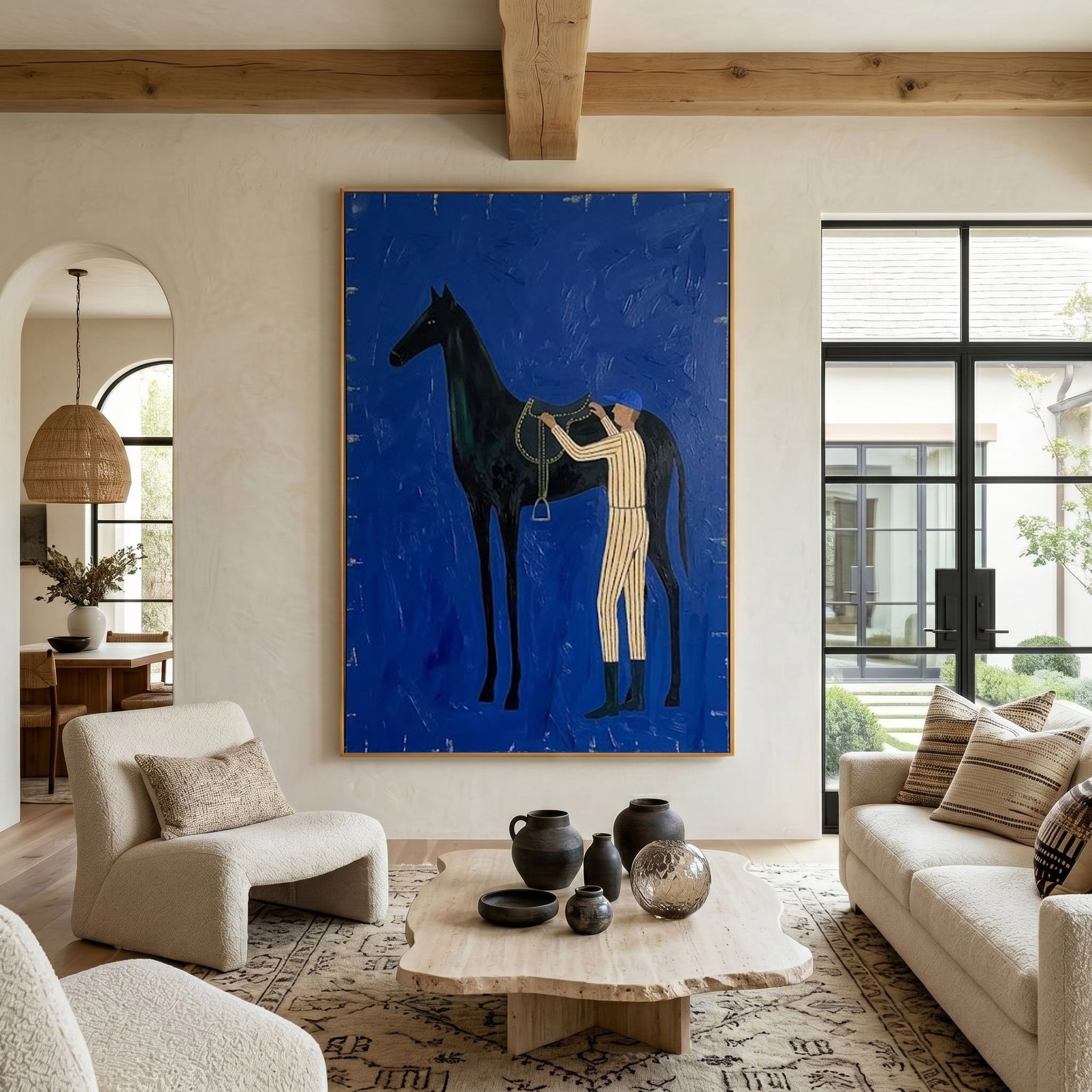 Large Cowboy Horse Wall Art Modern Western Horse Painting Artwork
