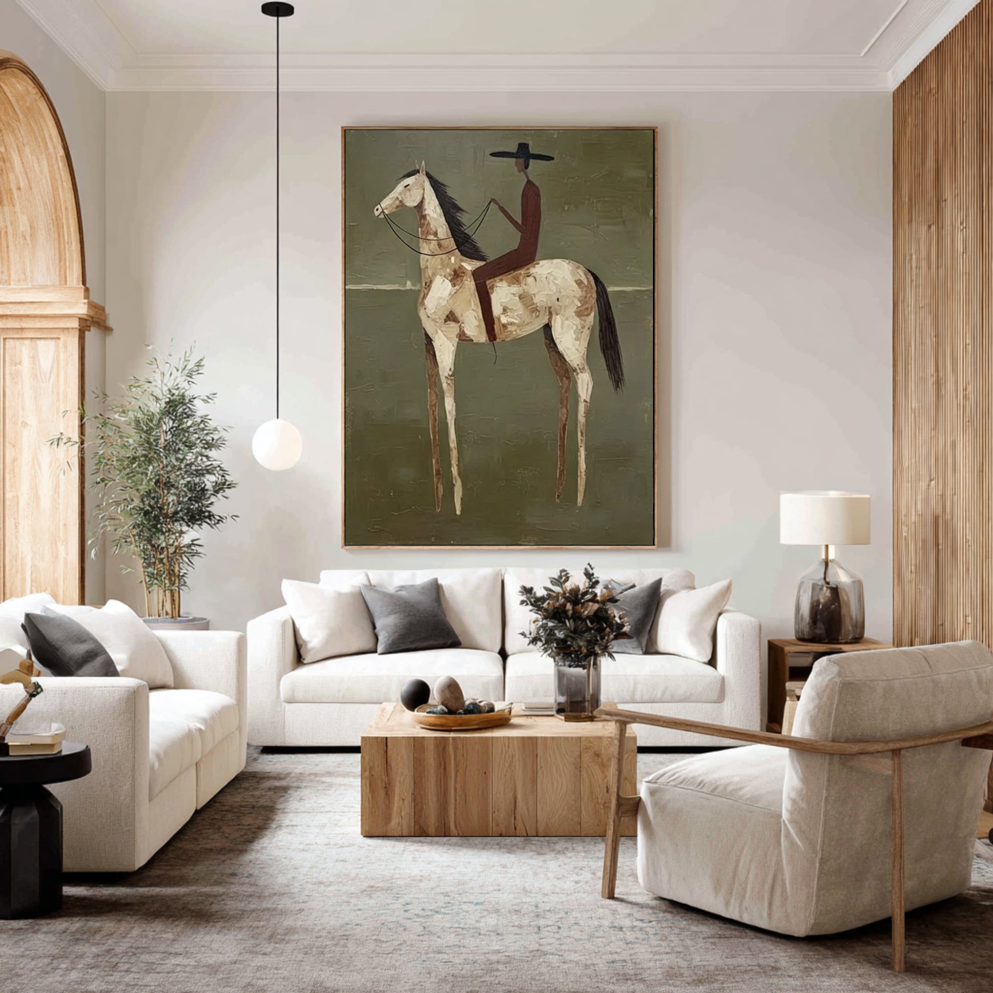 Oversized Contemporary Horse Painting Modern Equestrian Canvas Art