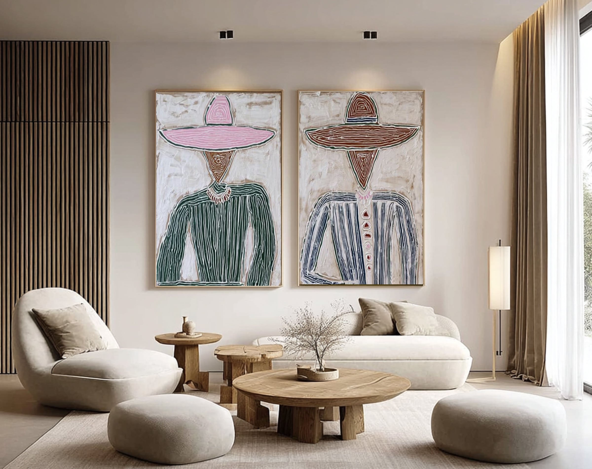 Oversized Contemporary Couple Canvas Art Minimalist Figurative Painting | KeiraArt