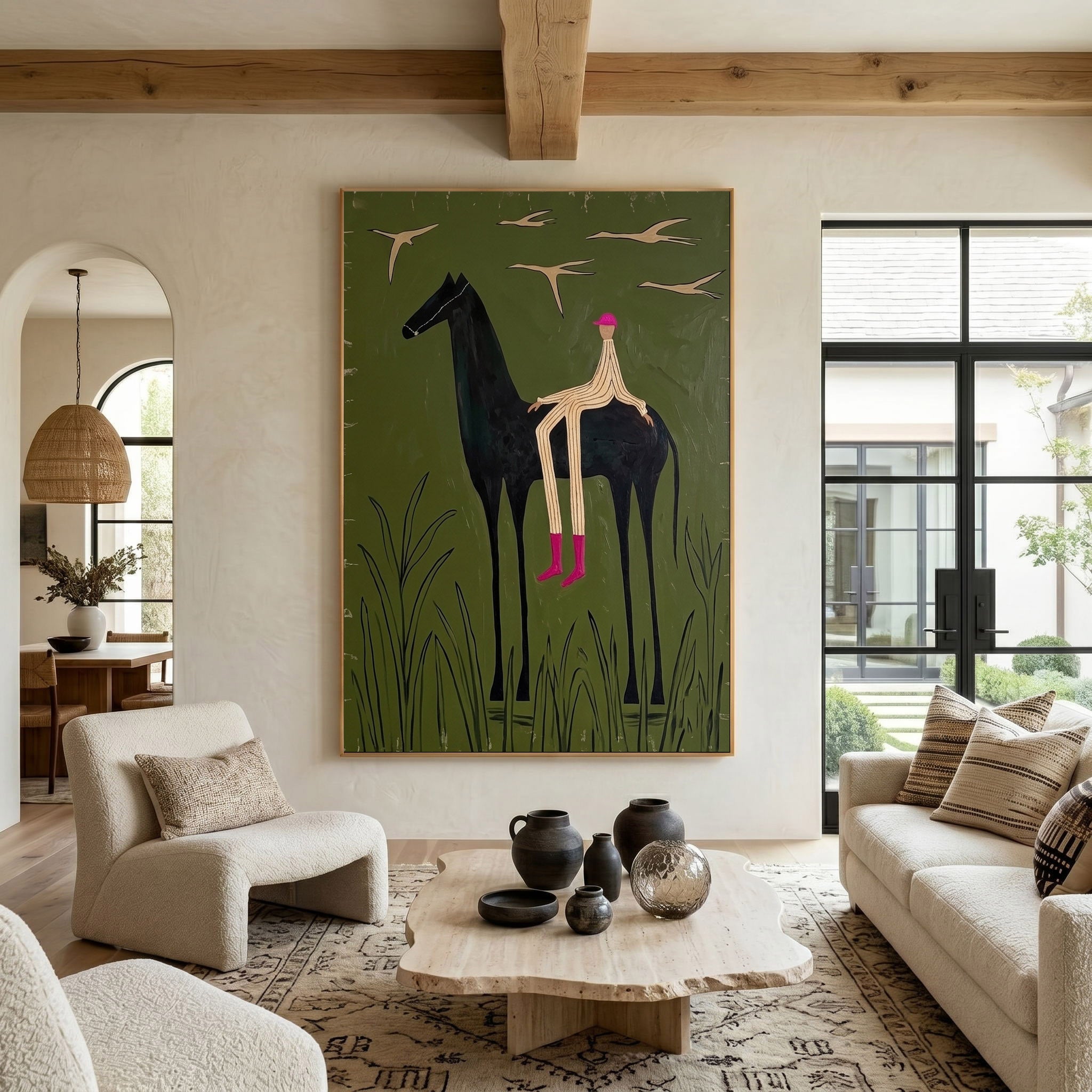 Large Cowboy Horse Wall Art Contemporary Western Figurative Painting