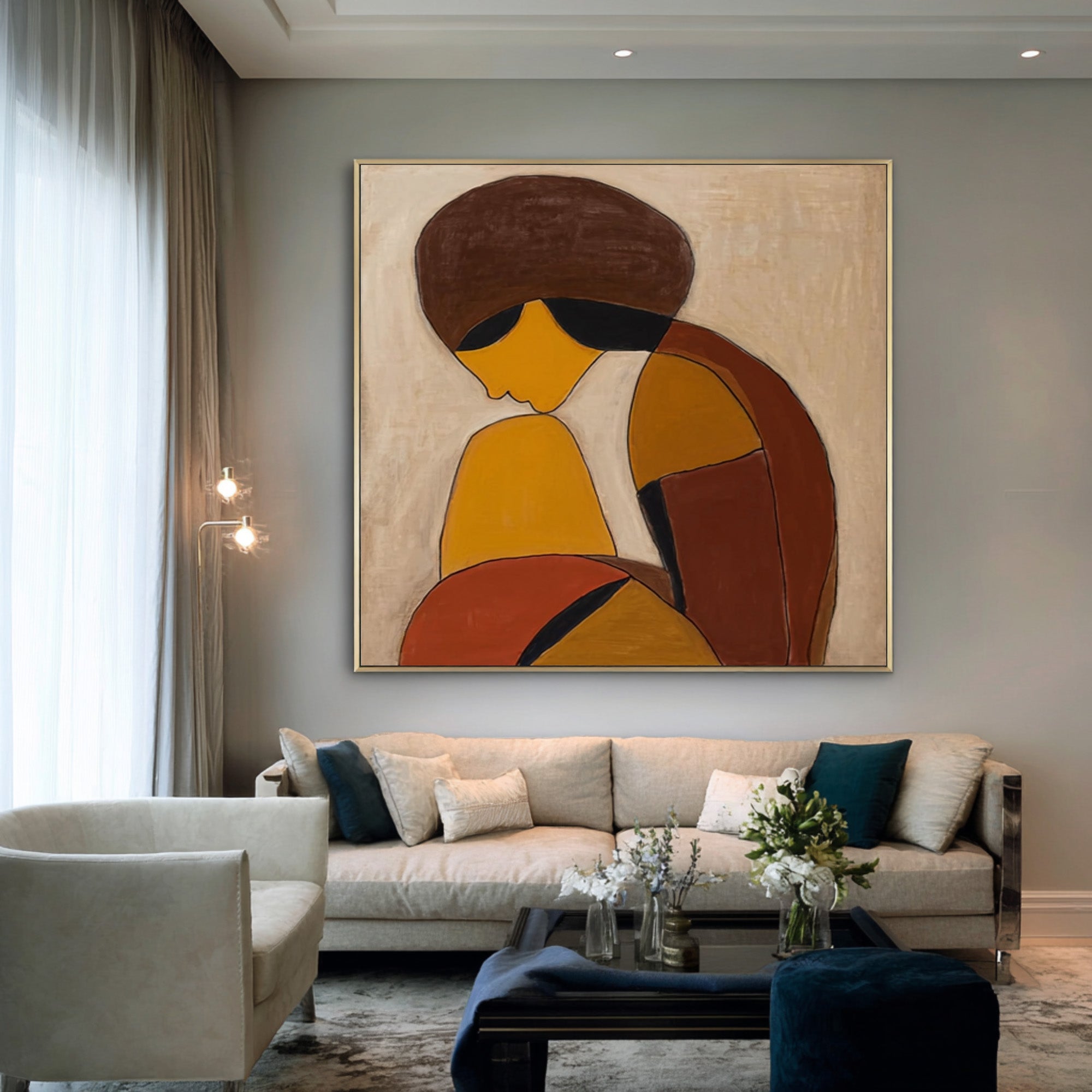 Abstract Figure Oil Painting in Warm Tones #CZ 028