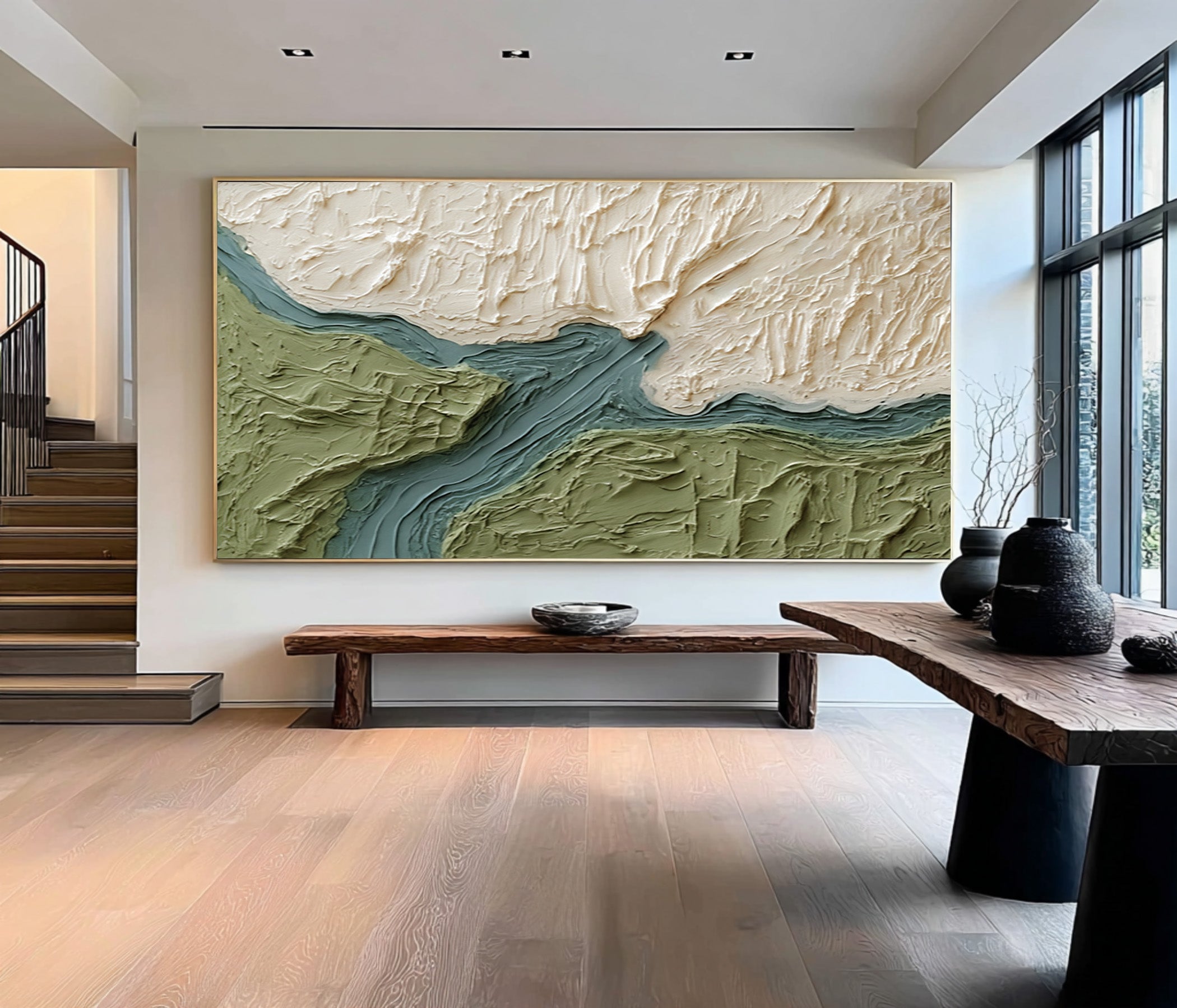 Green White 3D Relief Scape | KeiraArt #CZ 019