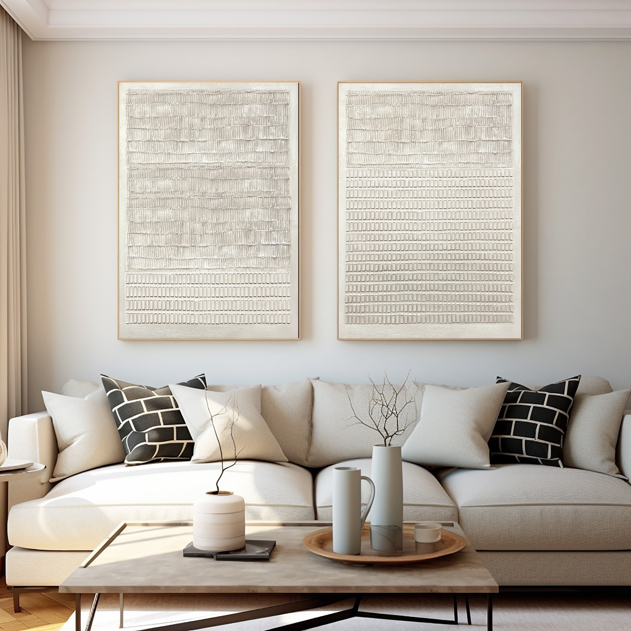 White Textured Art Prints Set Of 2 #AG 036