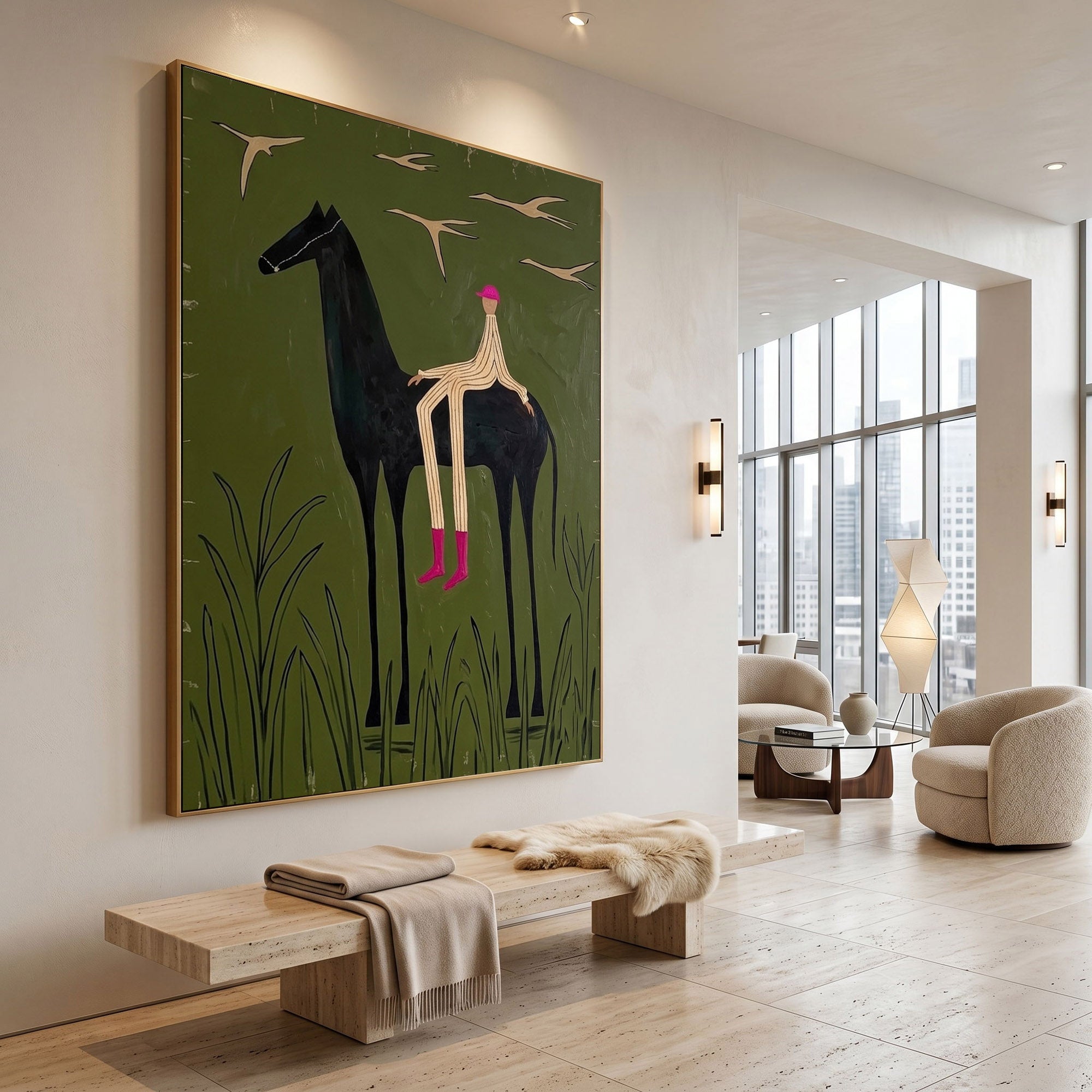 Large Cowboy Horse Wall Art Contemporary Western Figurative Painting