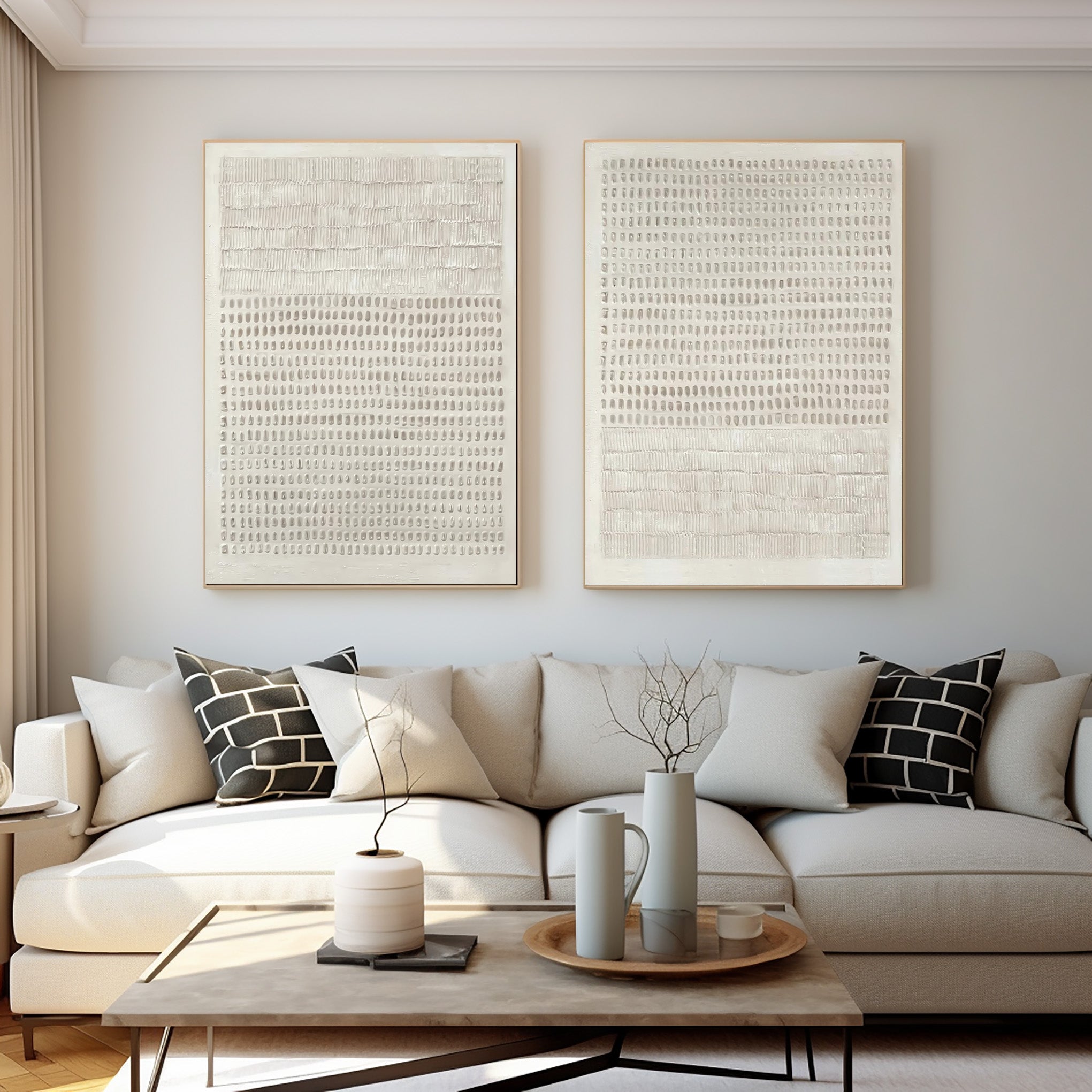 Large Cityscape Painting Abstract Urban Art Set Of 2 #AG 035