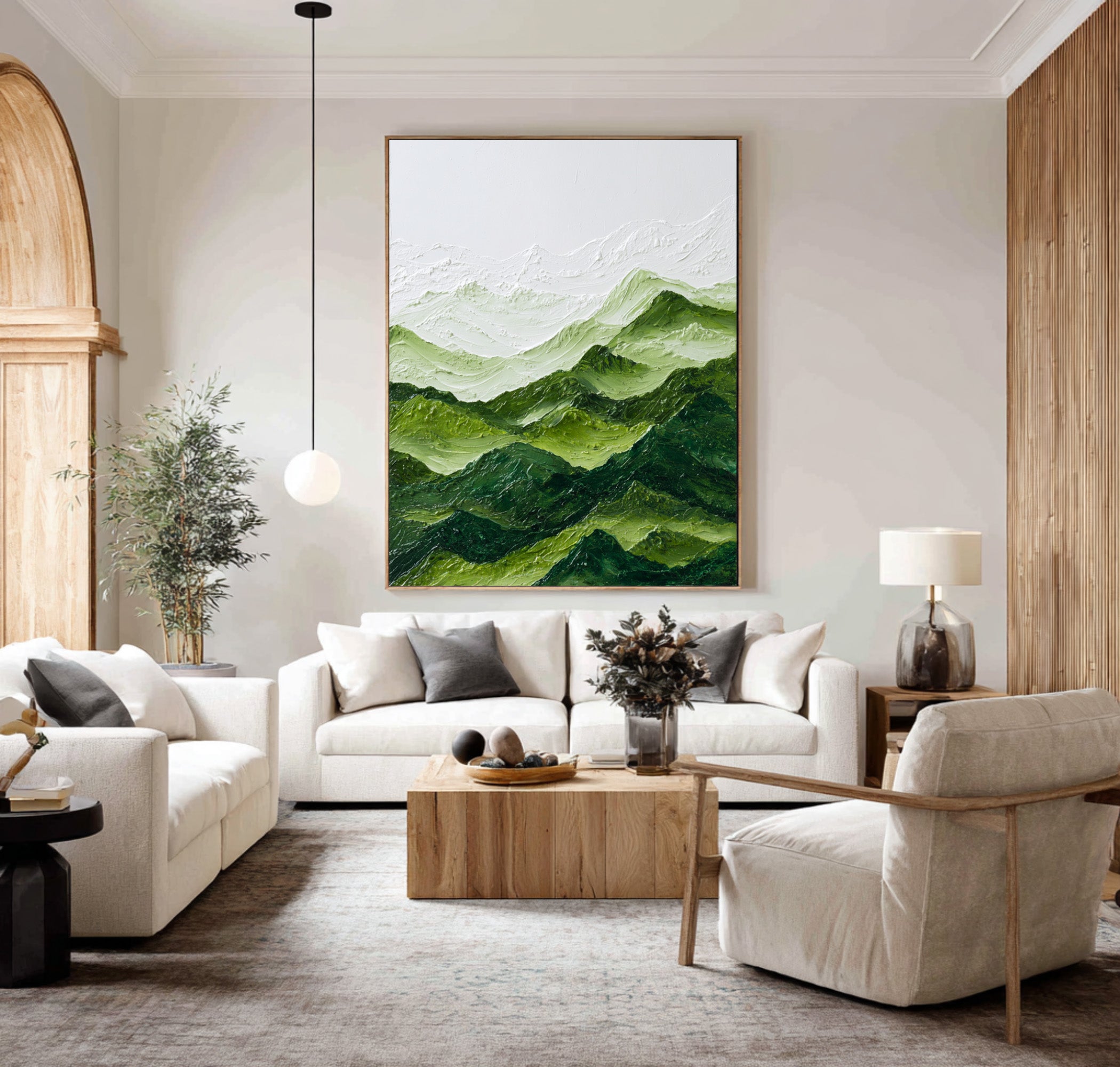 Large Textured Green Peaks Painting | KeiraArt #CZ 001
