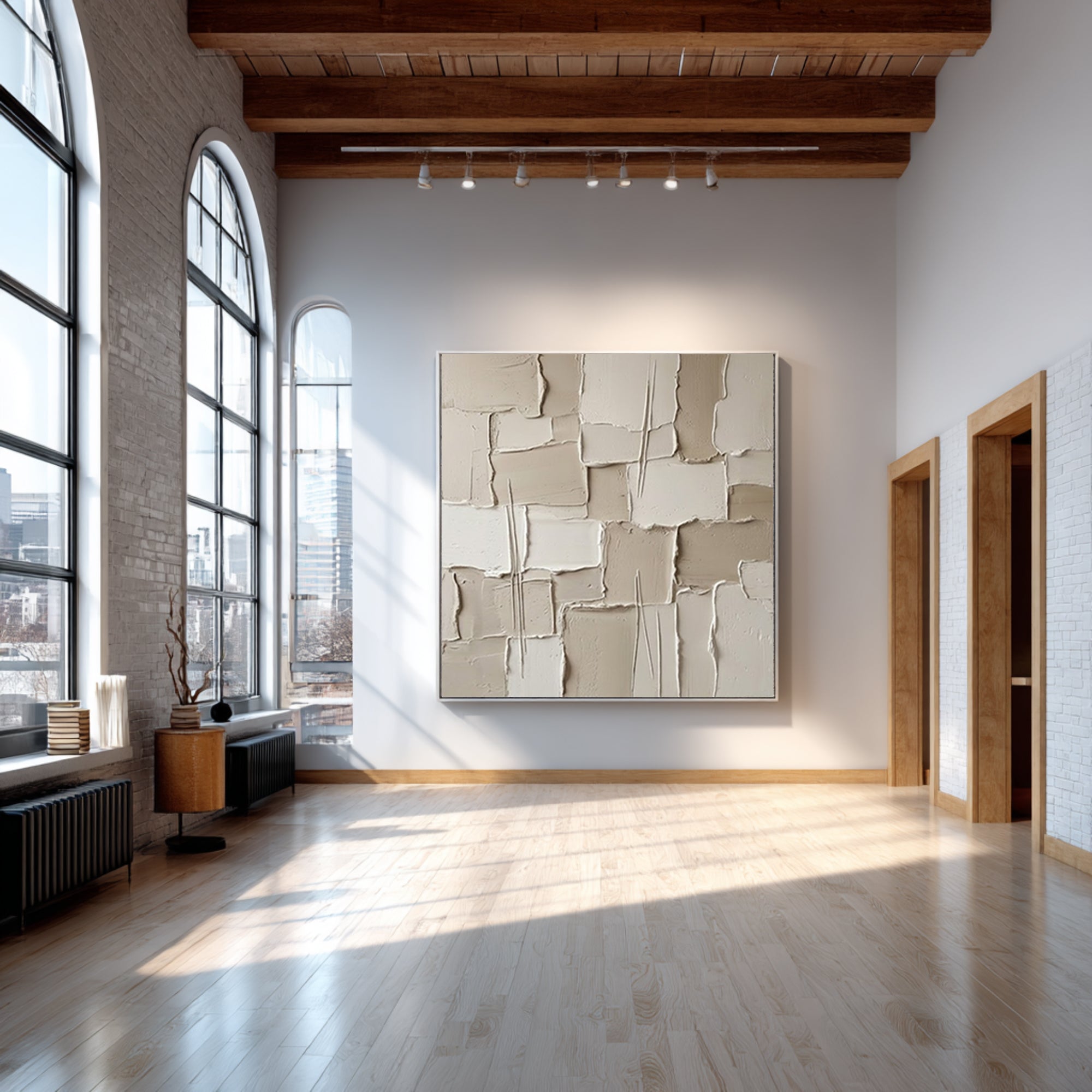 Large Plaster Mosaic Wall Art Neutral Textured Relief Painting