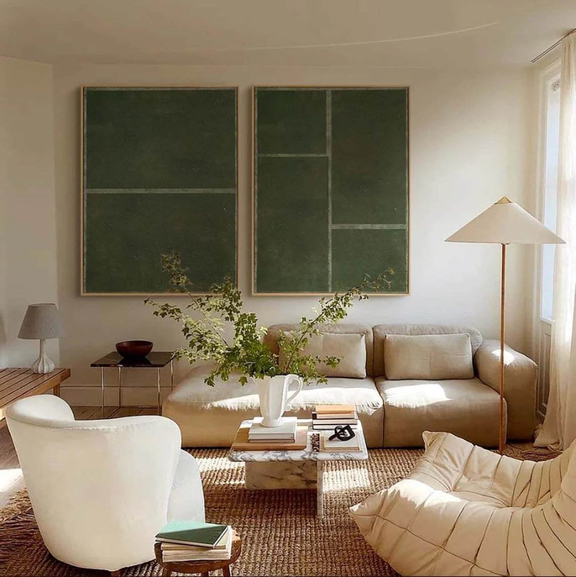 Minimalist Geometric Green Wall Art – Set of 2 #AP 113
