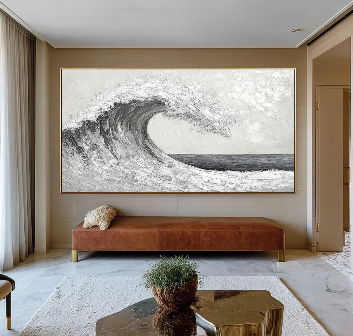 Silent Ocean Wave Hand Painted Seascape Oil Painting Textured Contemporary Ocean Wall Artwork