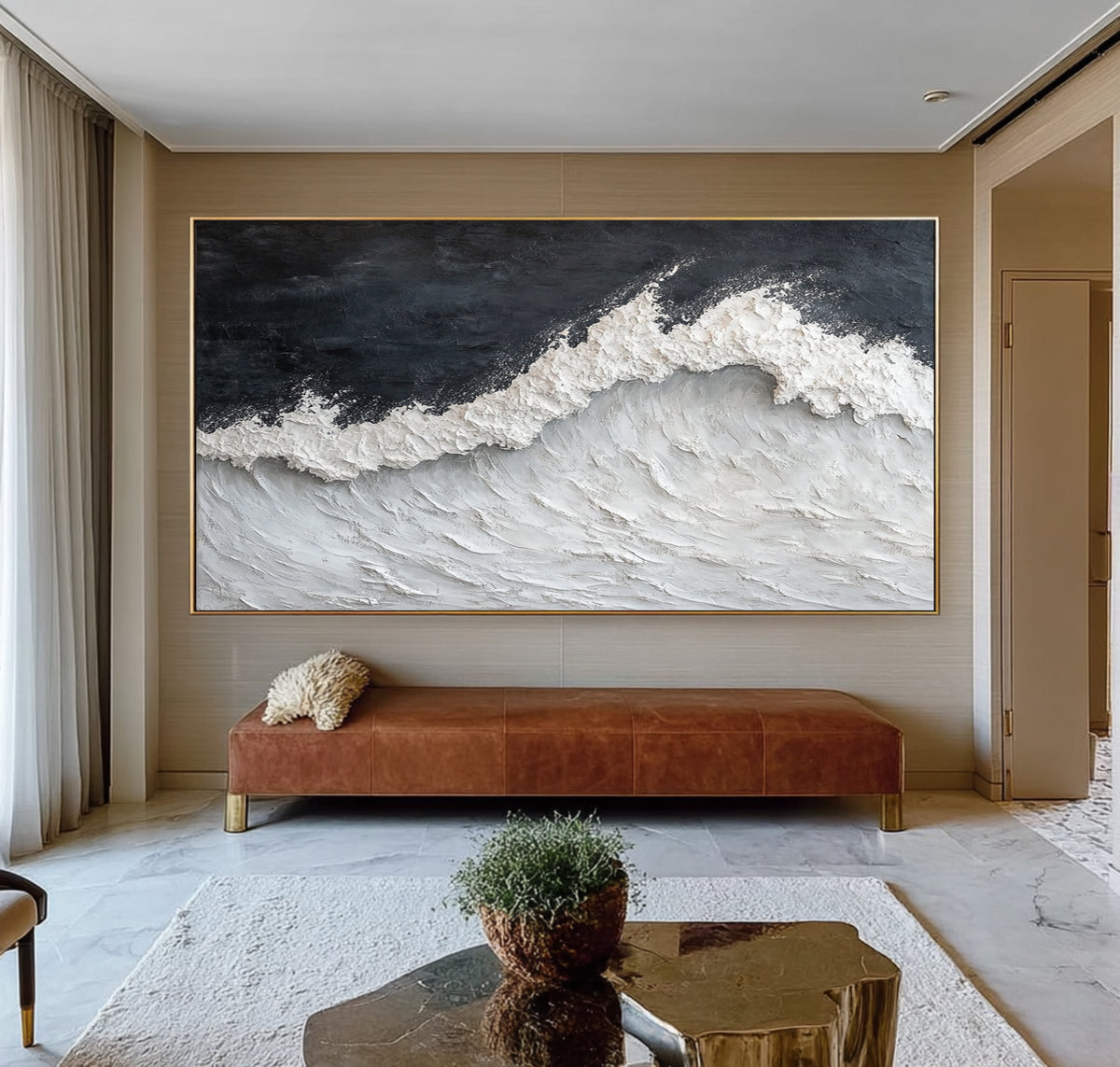 The Silent Wave Hand Painted Seascape Oil Painting Textured Ocean Wall Art Contemporary Artwork