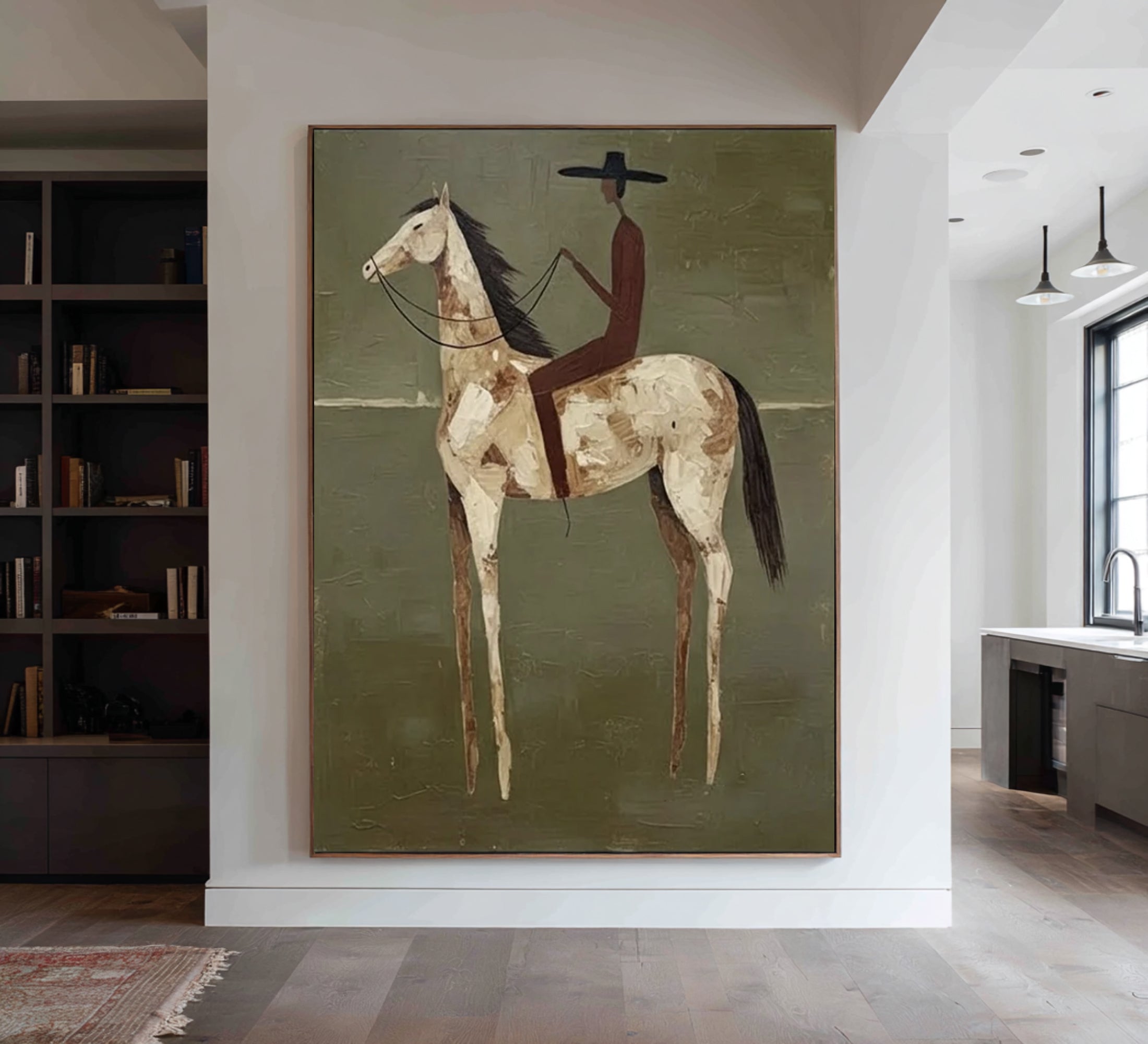 Oversized Contemporary Horse Painting Modern Equestrian Canvas Art