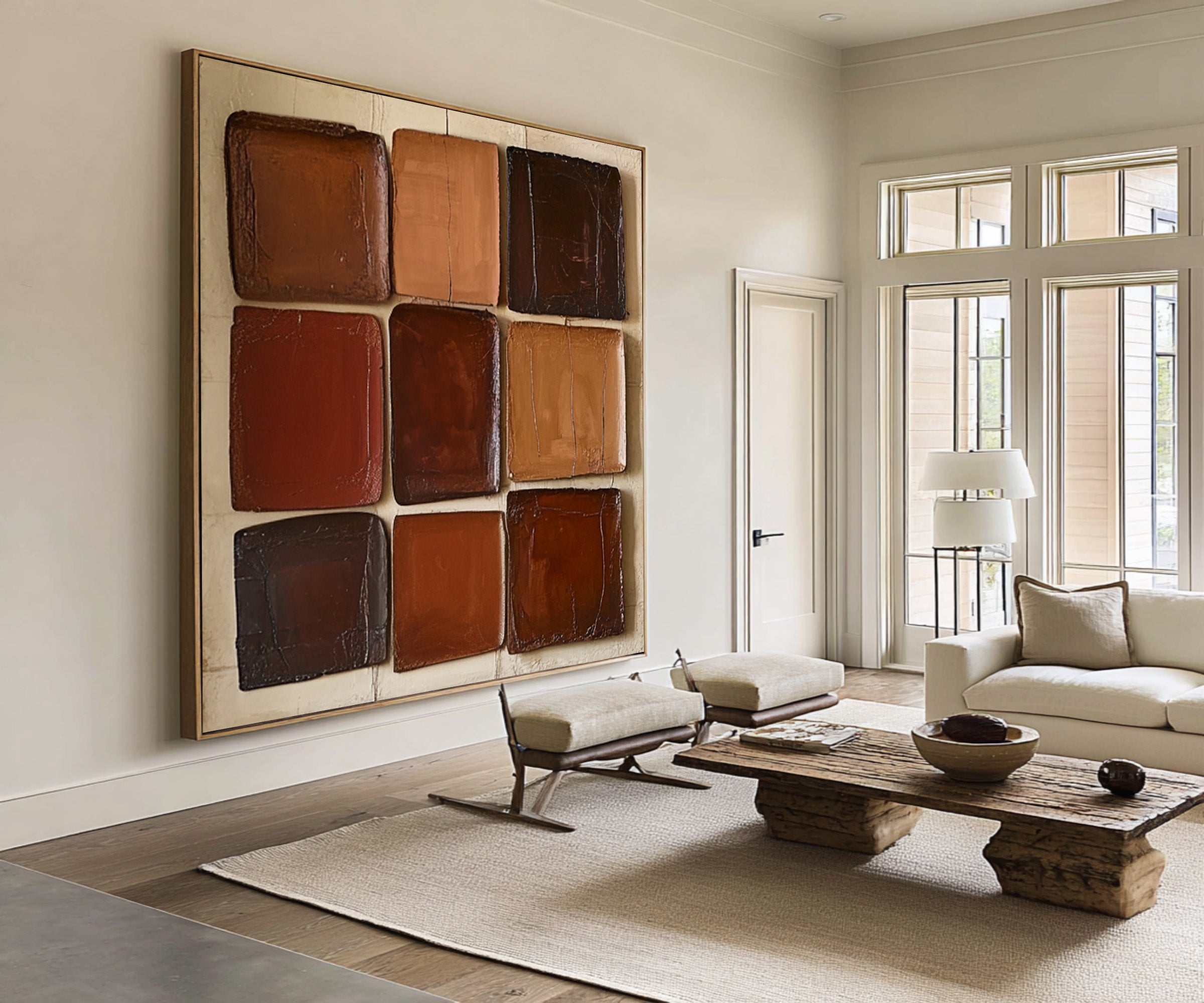 Large Earth Tone Square Grid | KeiraArt #CZ 008