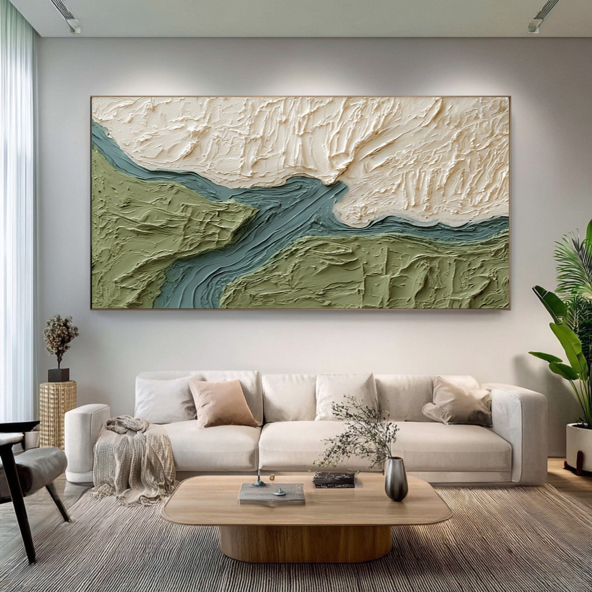 Green White 3D Relief Scape | KeiraArt #CZ 019