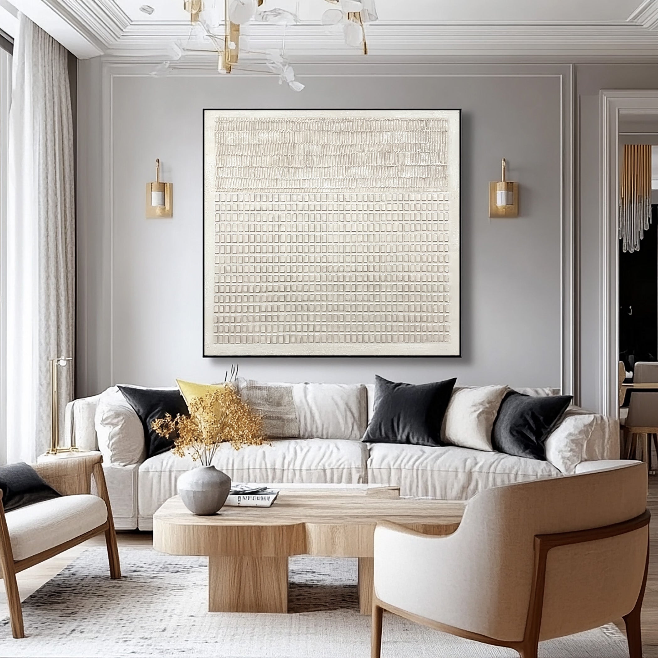 Textured White Minimalist Abstract Wall Art #AG 025