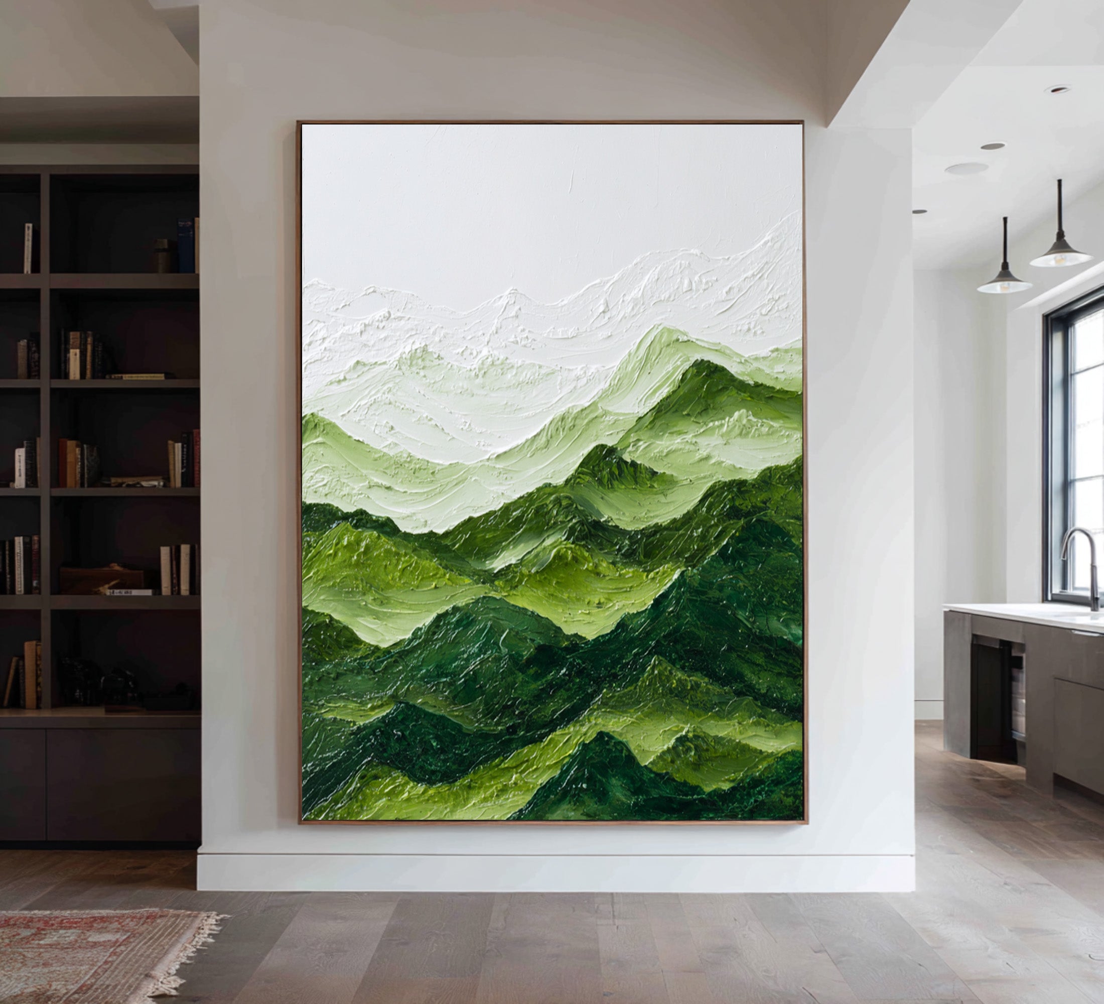 Large Textured Green Peaks Painting | KeiraArt #CZ 001