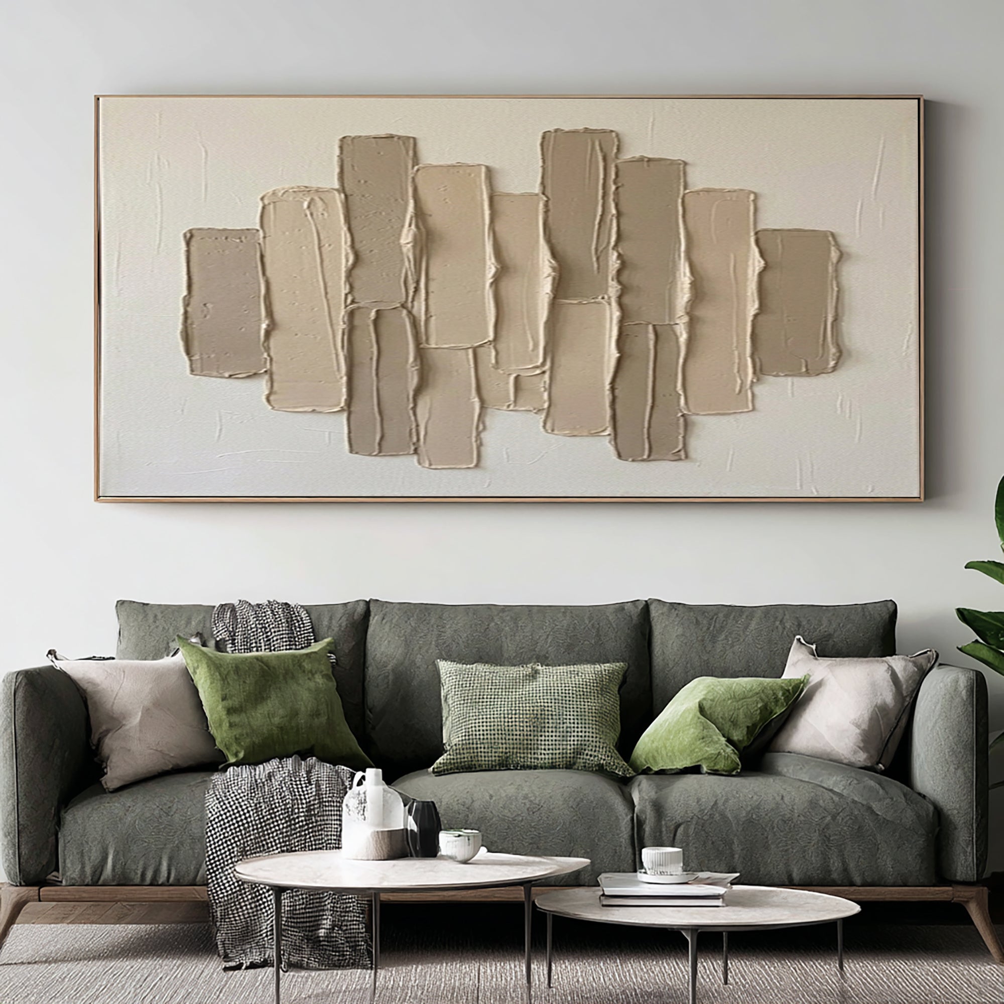 Large Neutral Geometric Wall Art Hand Painted Textured Canvas | KeiraArt