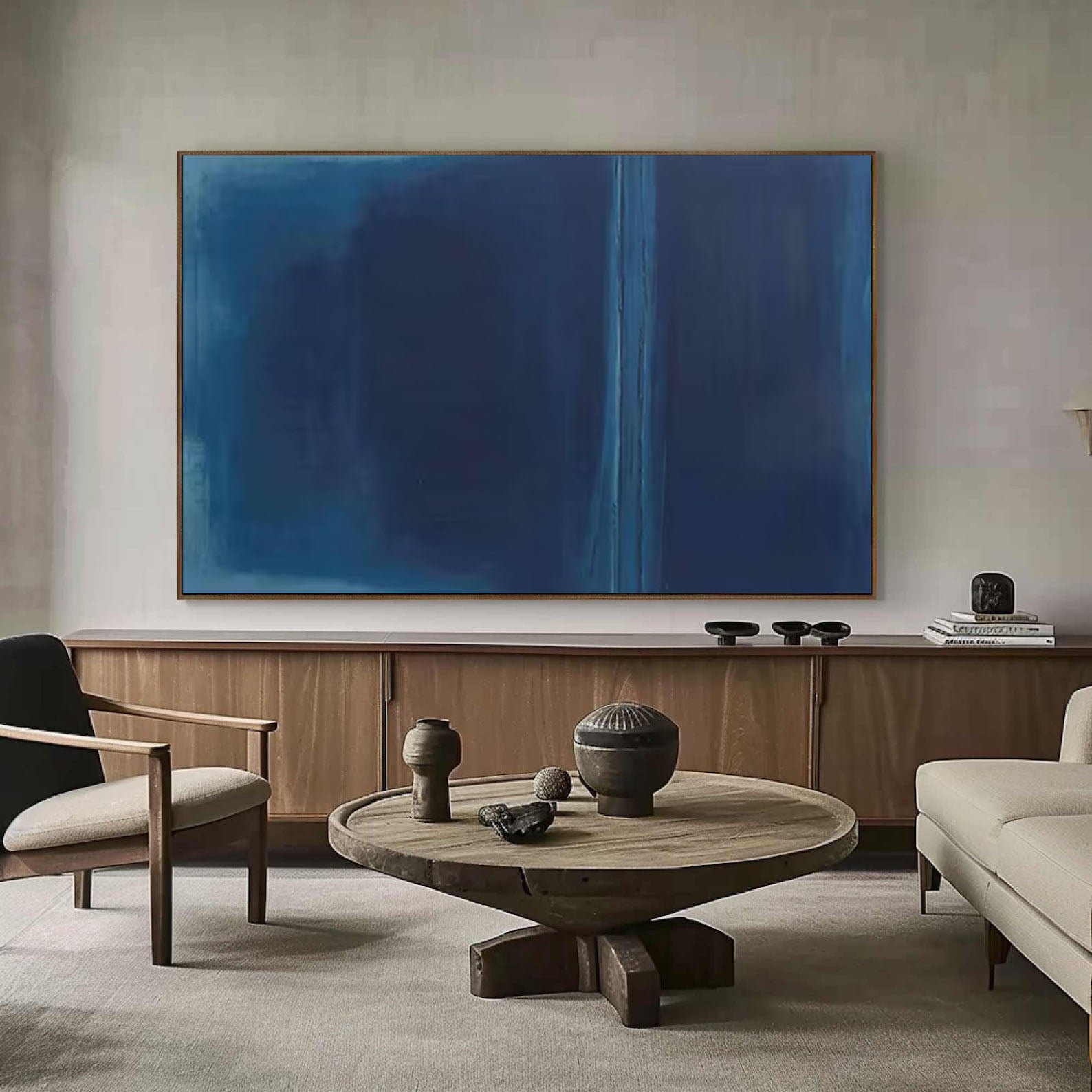 Mystic Depths Large Blue Abstract Canvas Art For Home Decor #AP 061