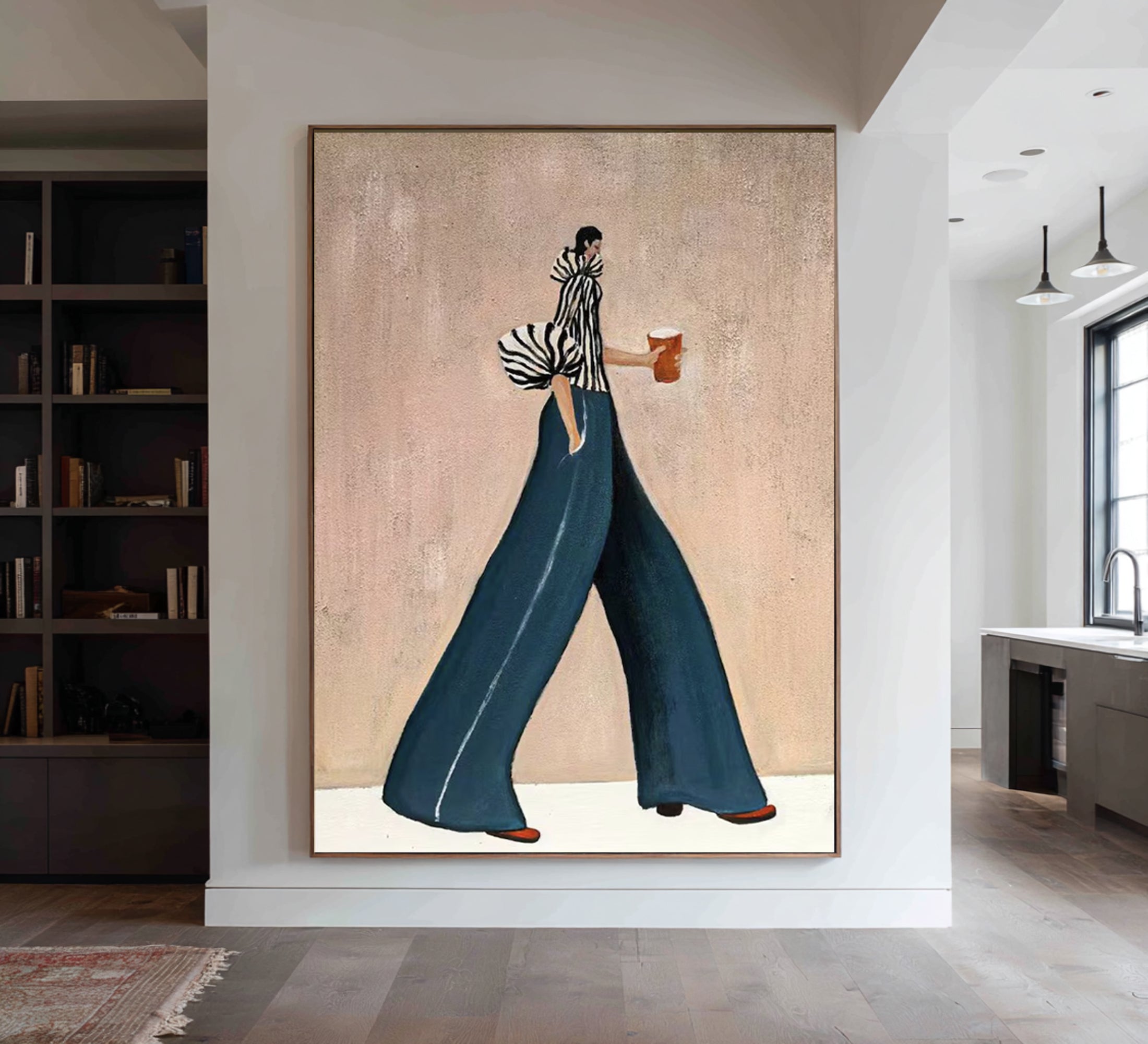 Oversized Modern Woman Canvas Art Contemporary Fashion Painting