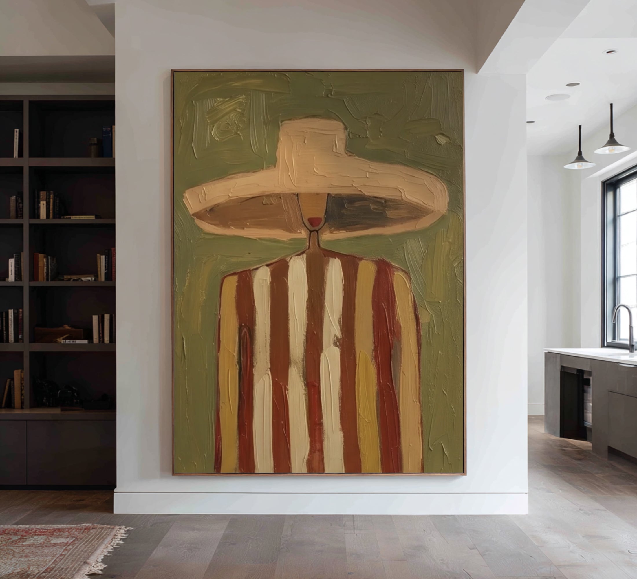 Oversized Contemporary Woman Portrait Canvas Art Modern Abstract Painting