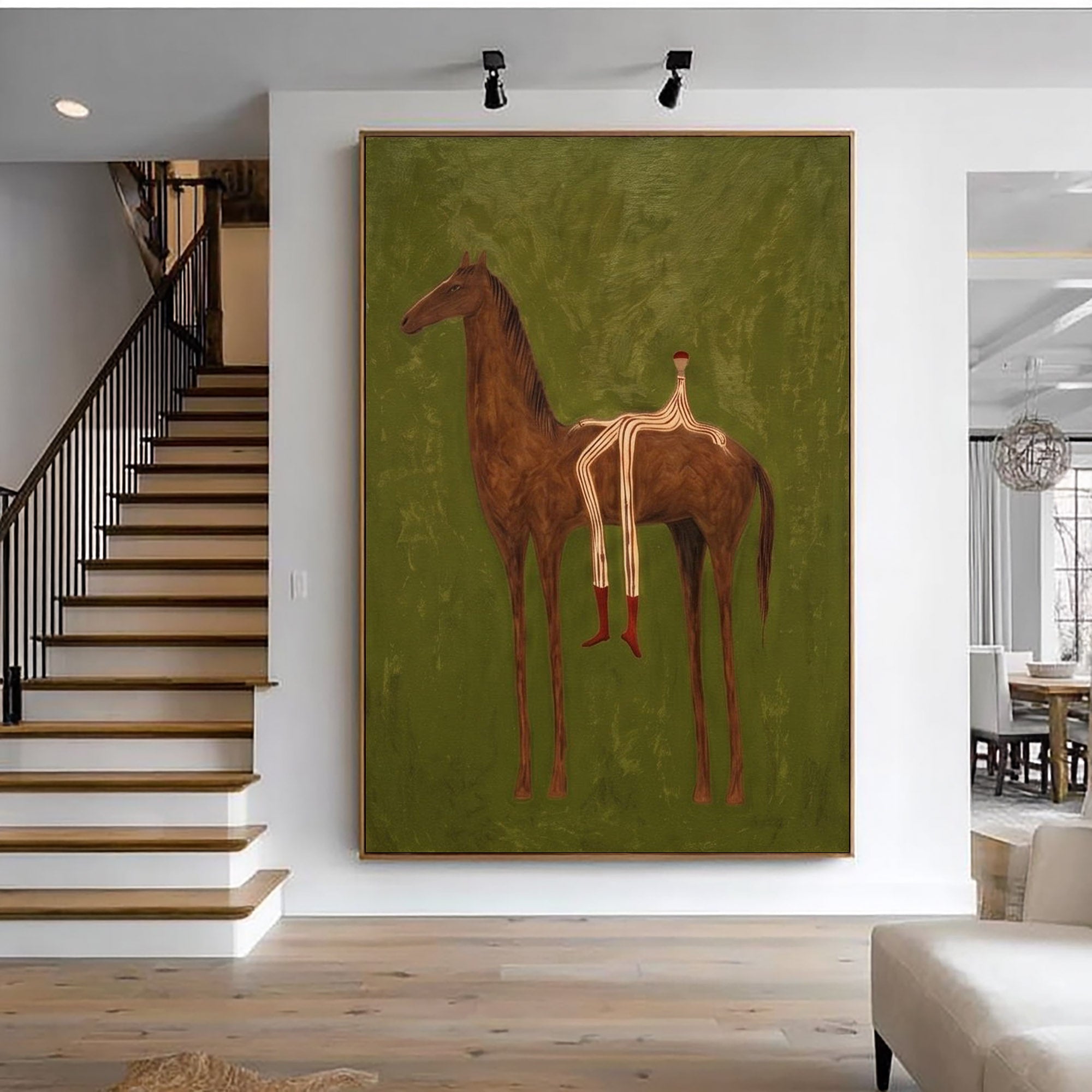 Large Cowboy Horse Wall Art Modern Western Contemporary Artwork