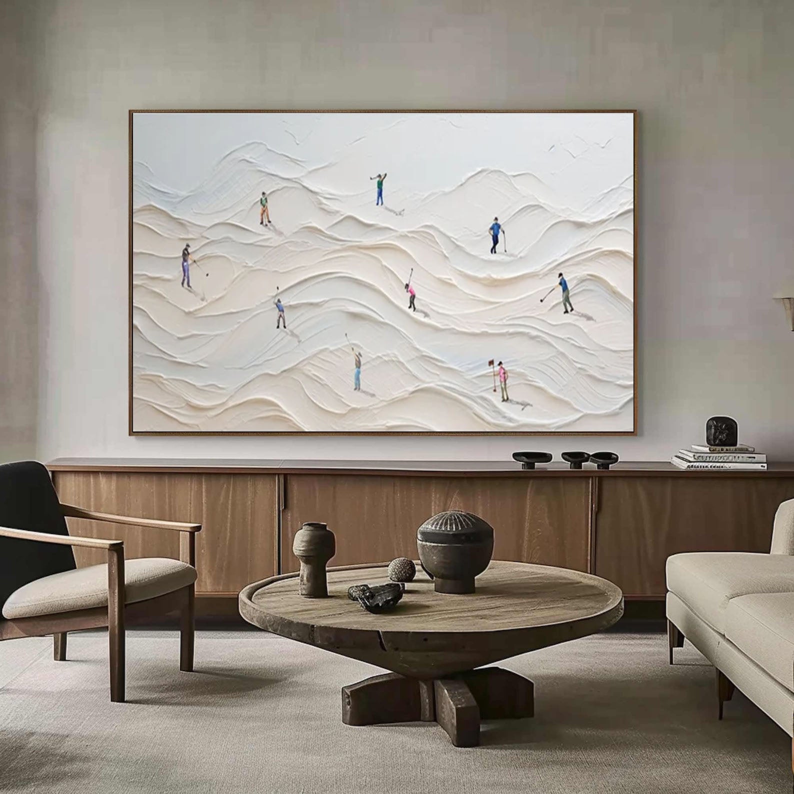 Dune Dance Modern Textured White Wall Art #ASP 009