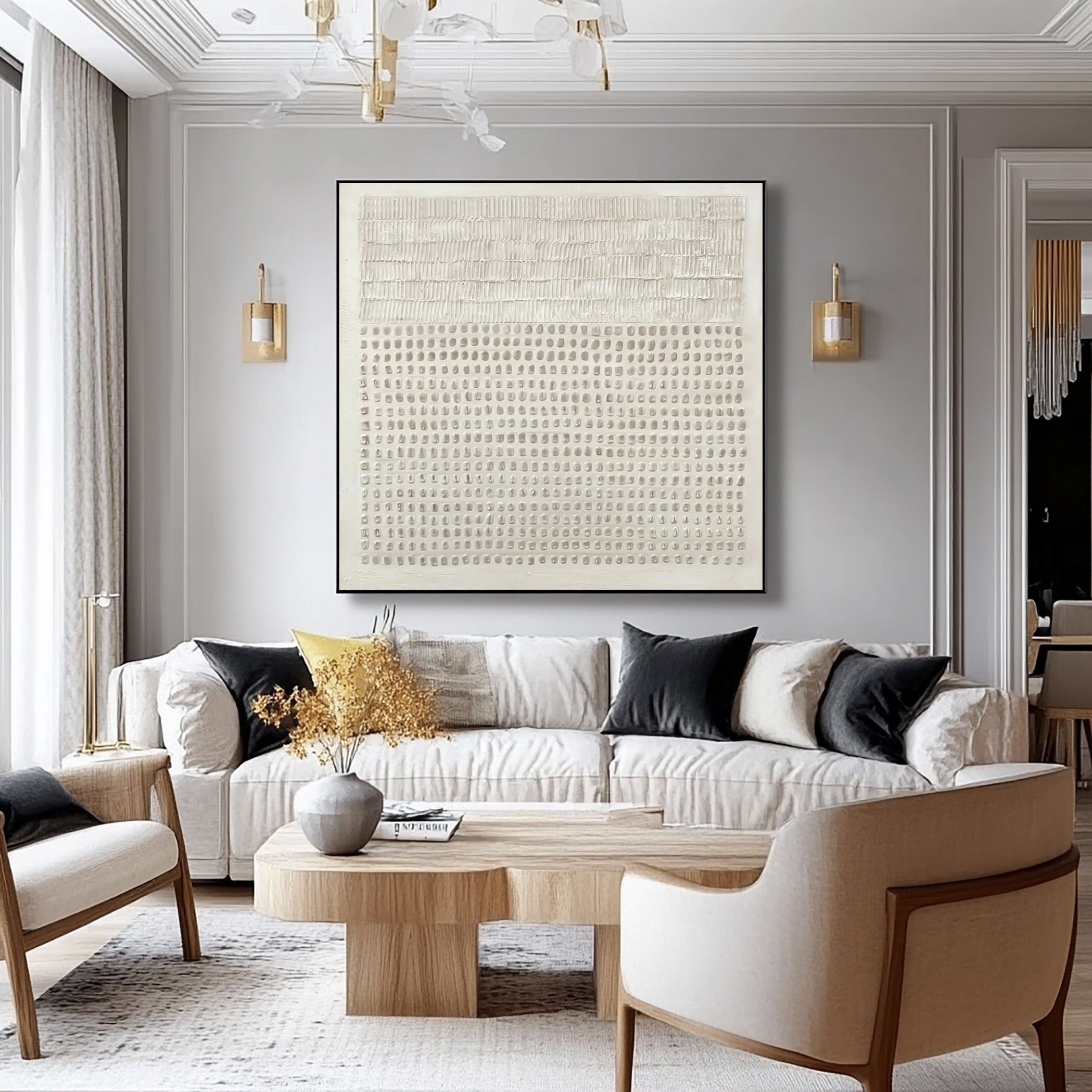 Abstract White Textured Wall Art - Modern Minimalist Decor #AG 028