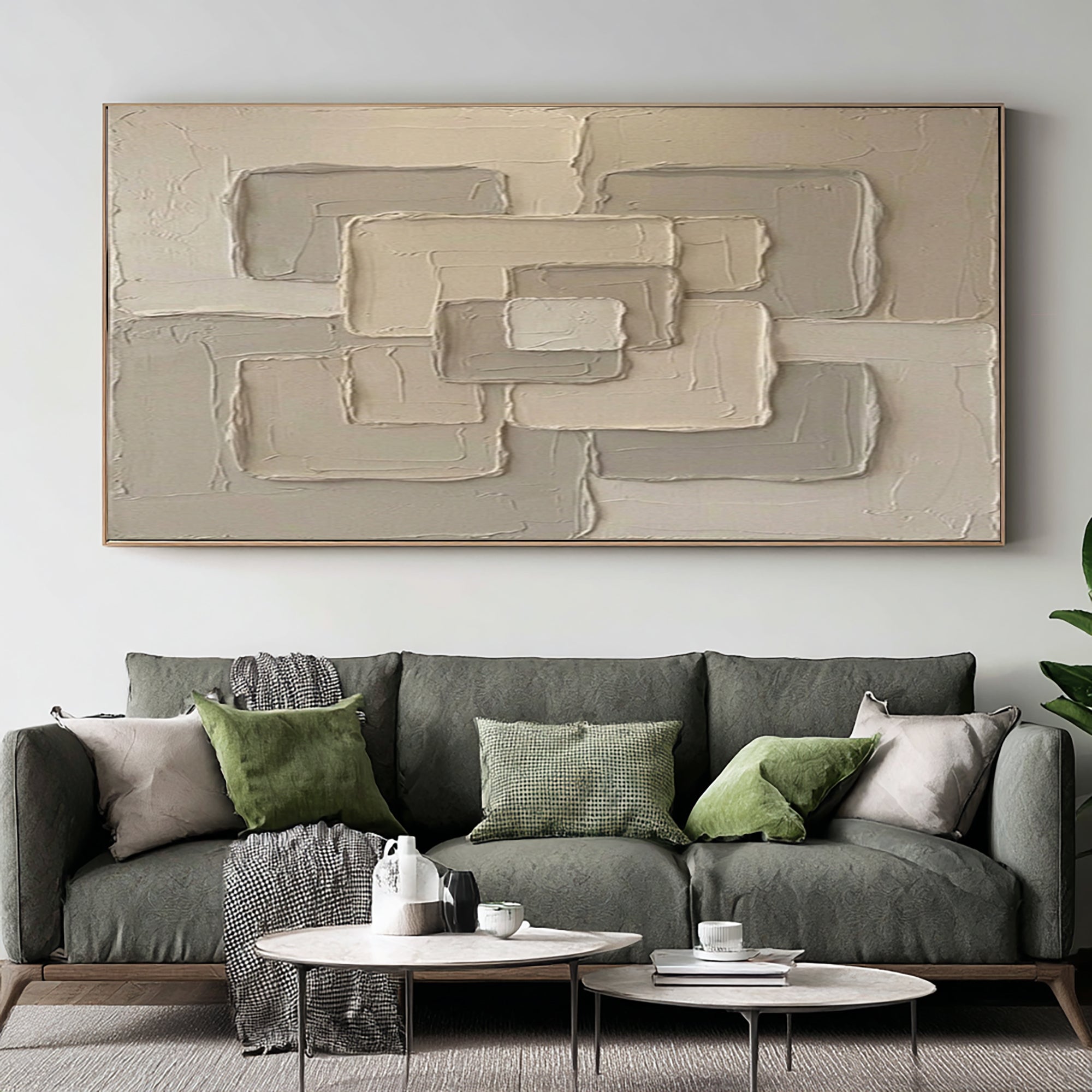 Large Sculptural Abstract Wall Art Hand Painted Neutral Texture Canvas | KeiraArt