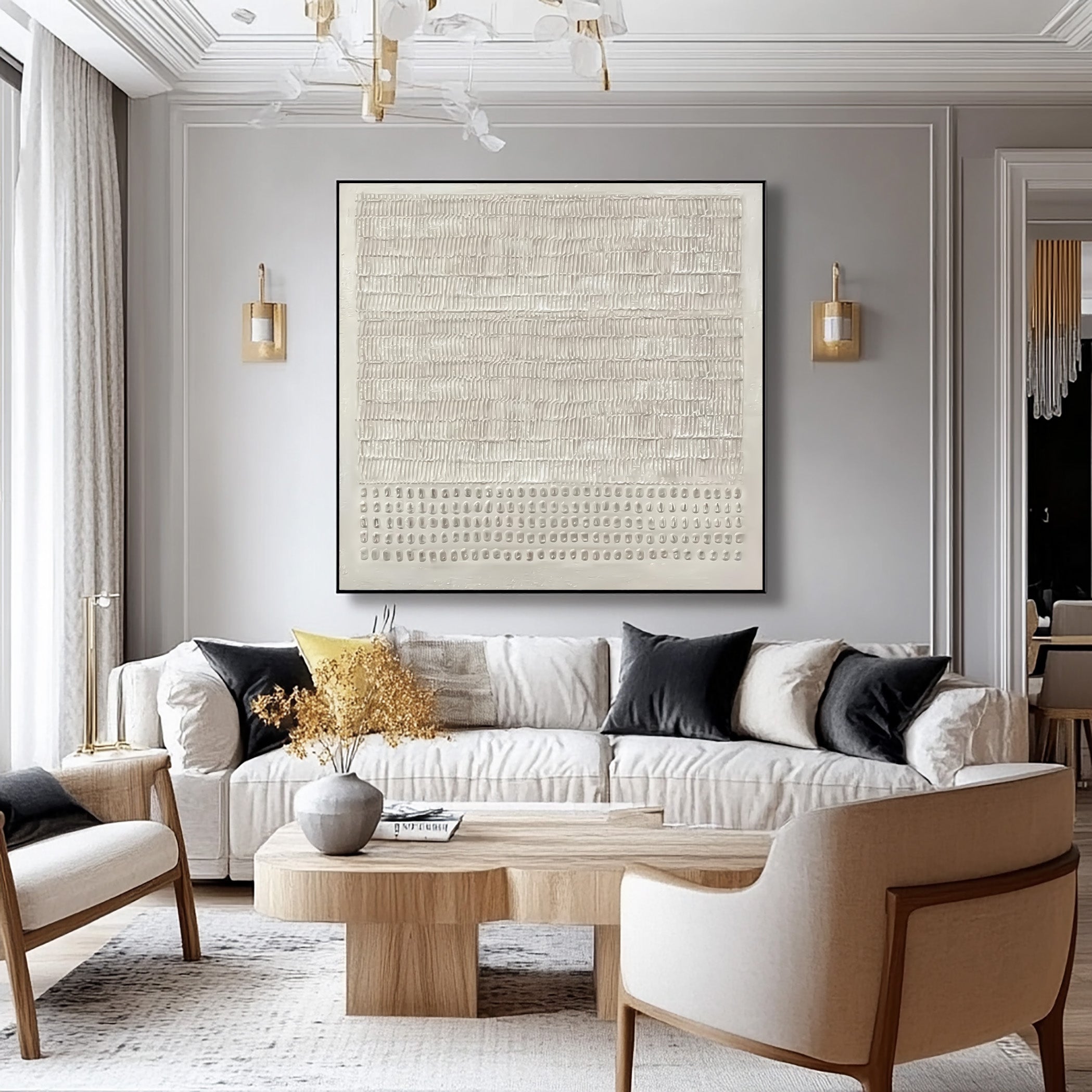 Abstract White Textured Wall Art - Modern Minimalist Decor #AG 027