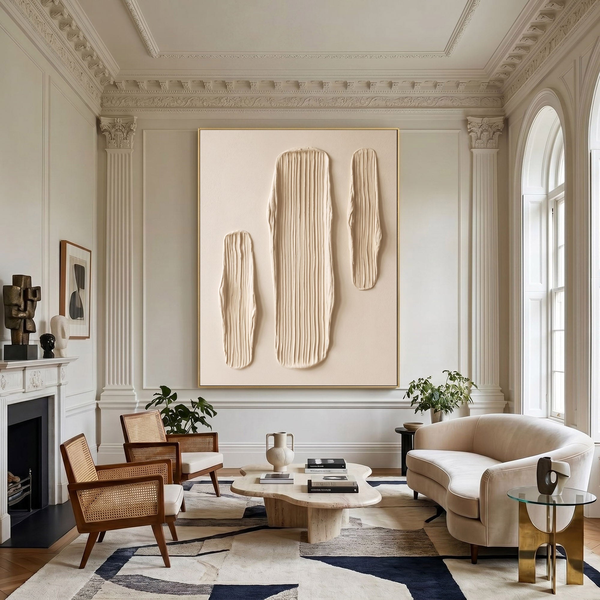 Large Abstract Textured Wall Art Sculptural Plaster Painting Minimalist Neutral Contemporary Luxury Decor