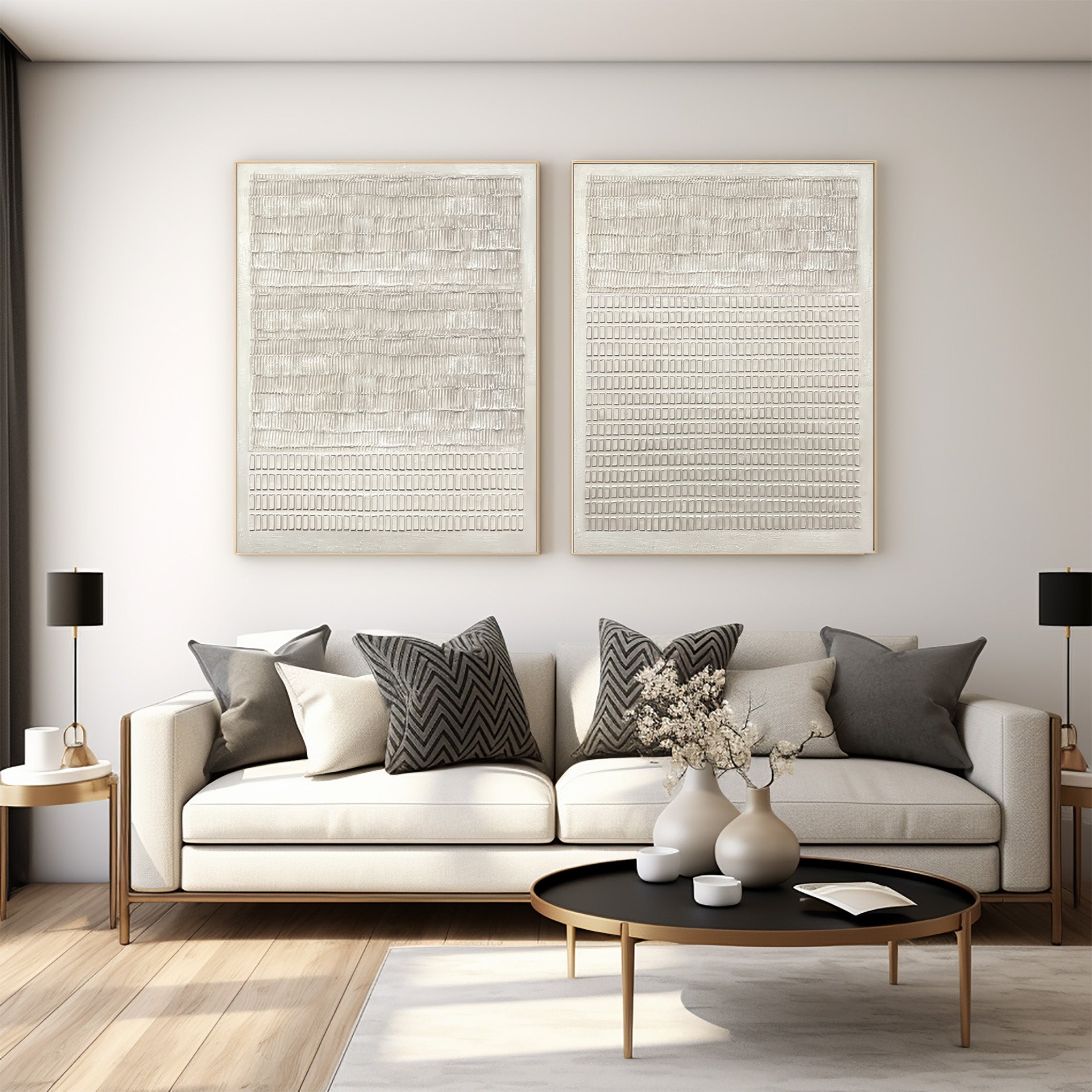White Textured Art Prints Set Of 2 #AG 036