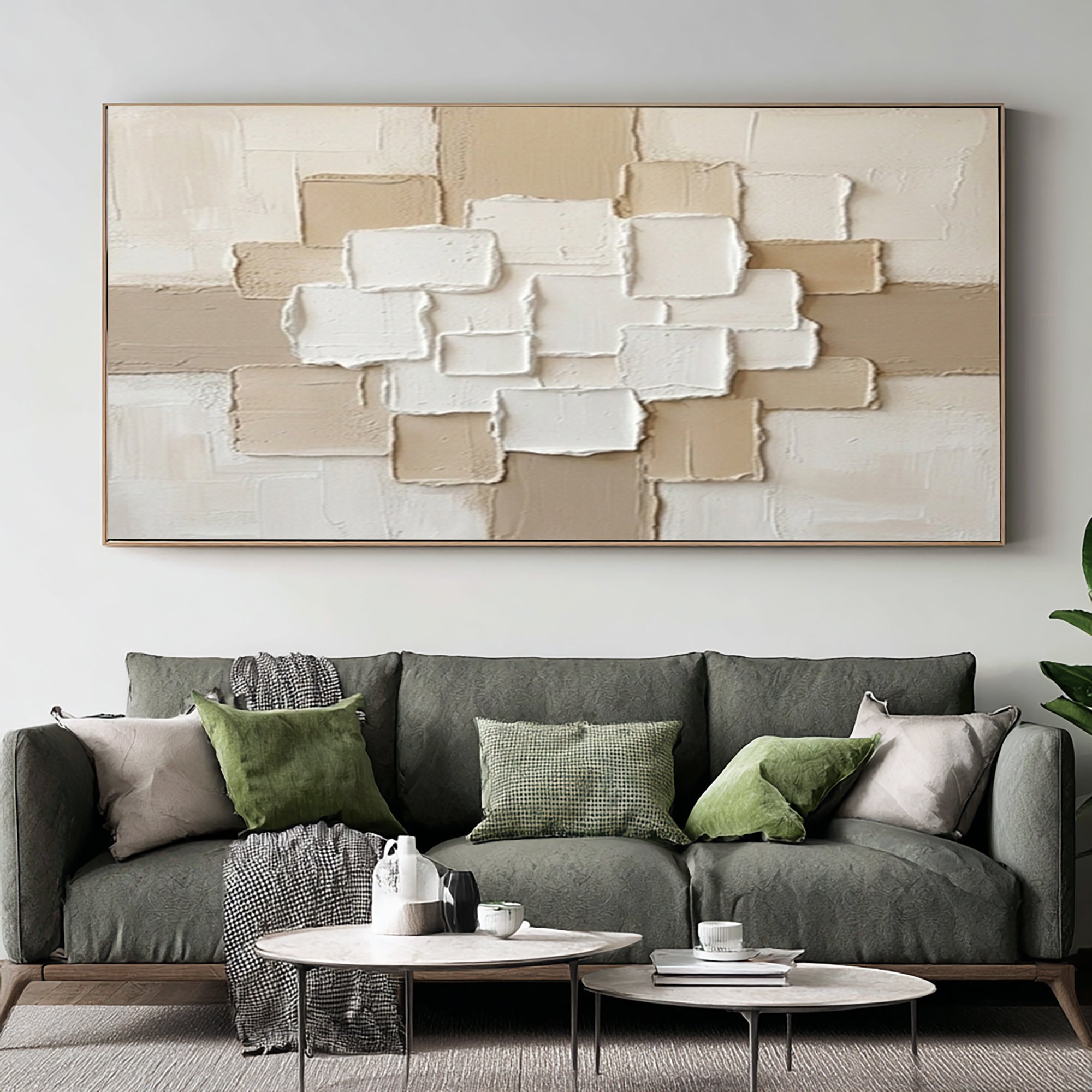Large Neutral Architectural Wall Art Textured Contemporary Canvas | KeiraArt