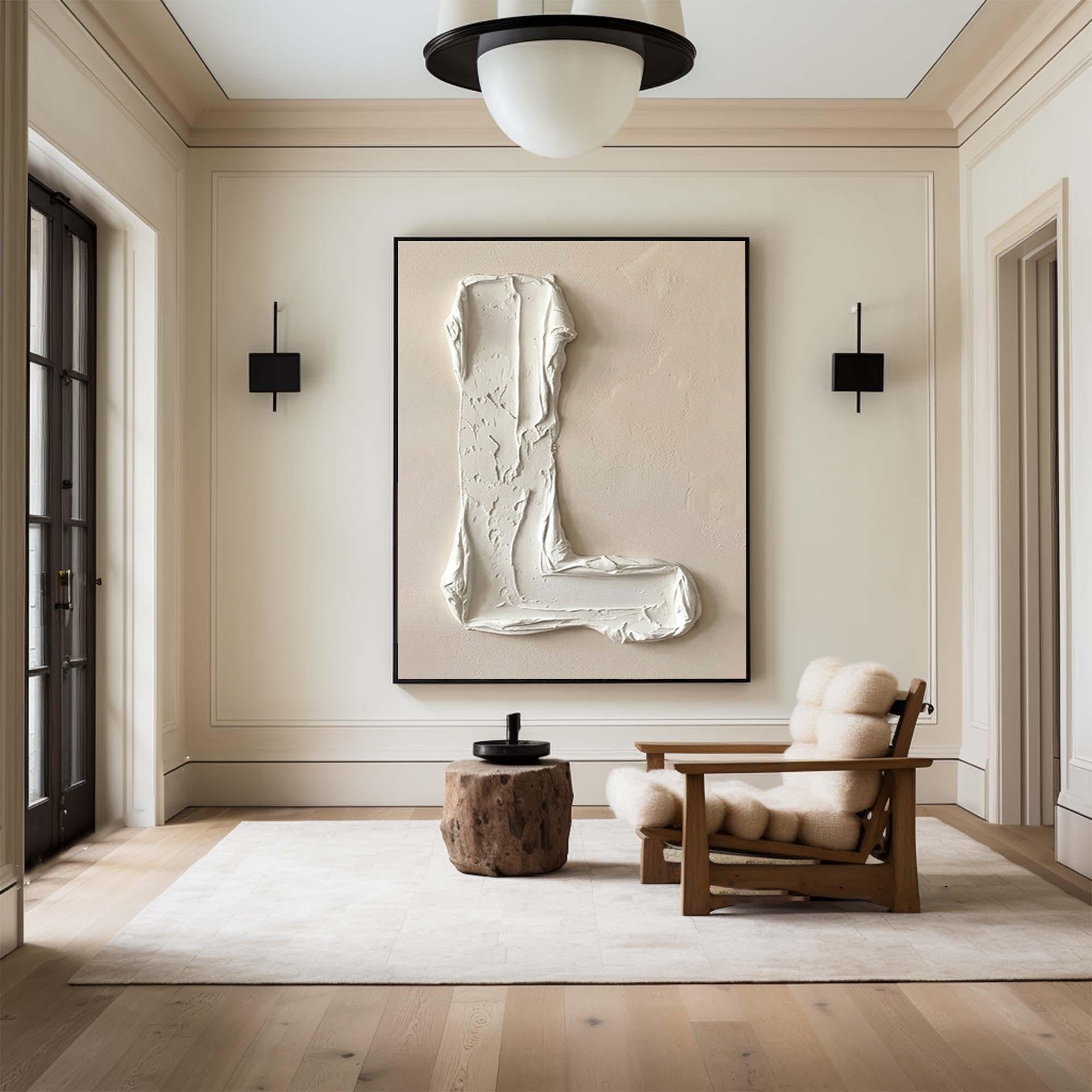 Large Ivory Texture Oil Painting for Modern Luxury Interiors